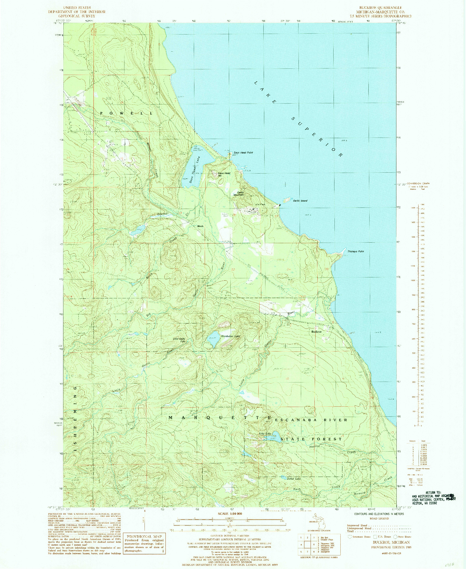 USGS 1:24000-SCALE QUADRANGLE FOR BUCKROE, MI 1985