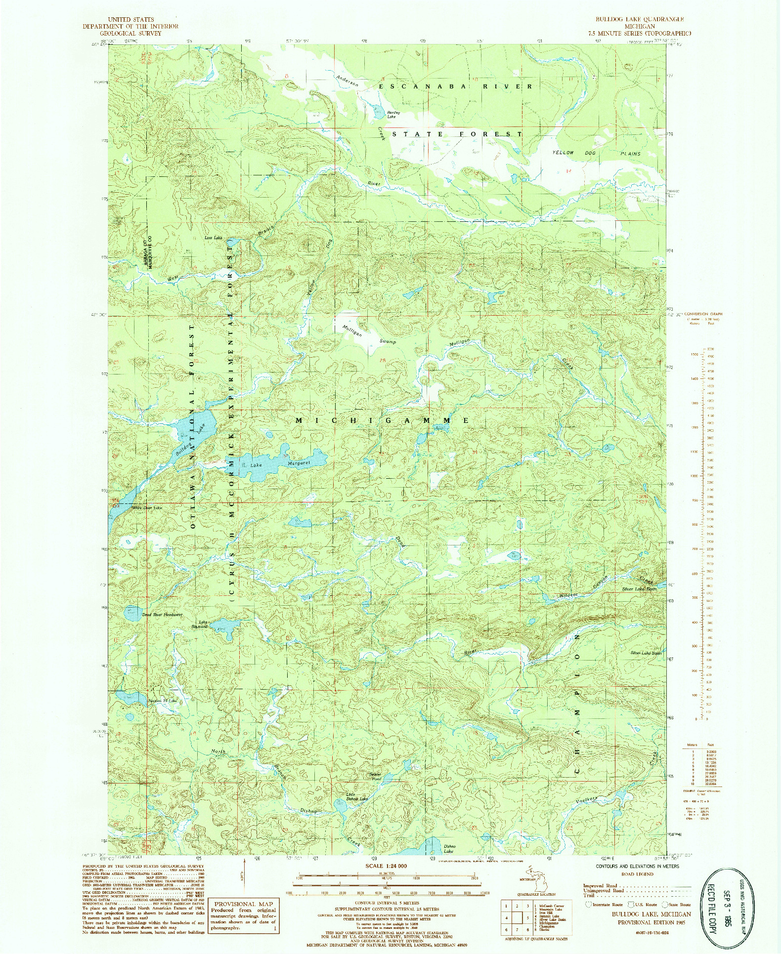 USGS 1:24000-SCALE QUADRANGLE FOR BULLDOG LAKE, MI 1985