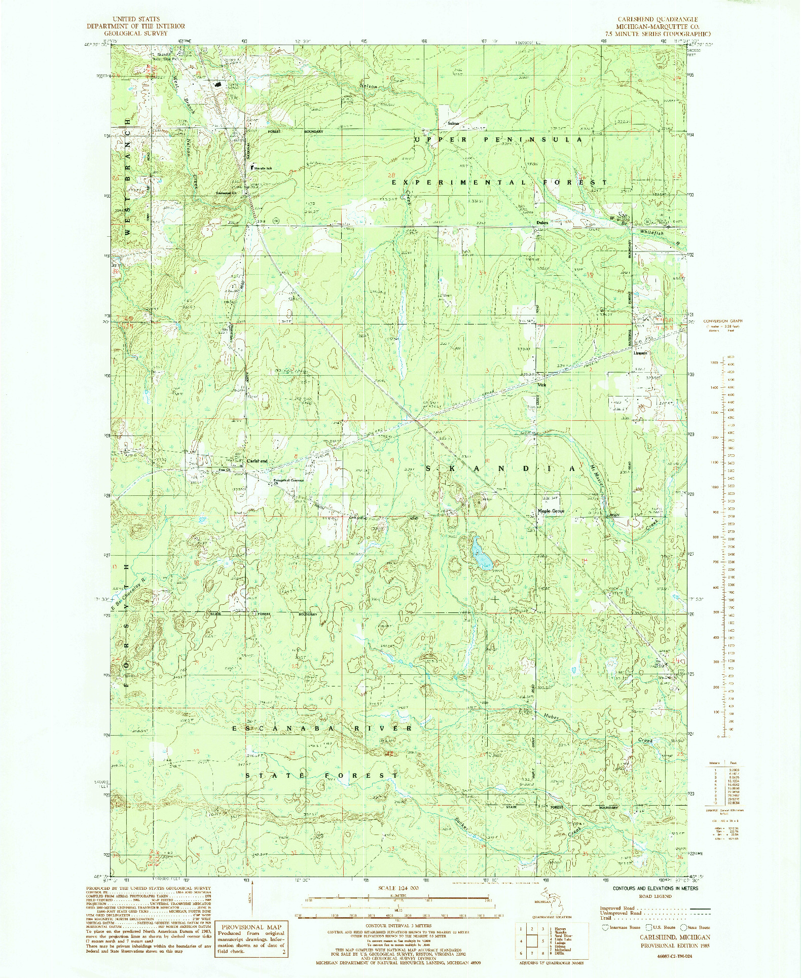 USGS 1:24000-SCALE QUADRANGLE FOR CARLSHEND, MI 1985