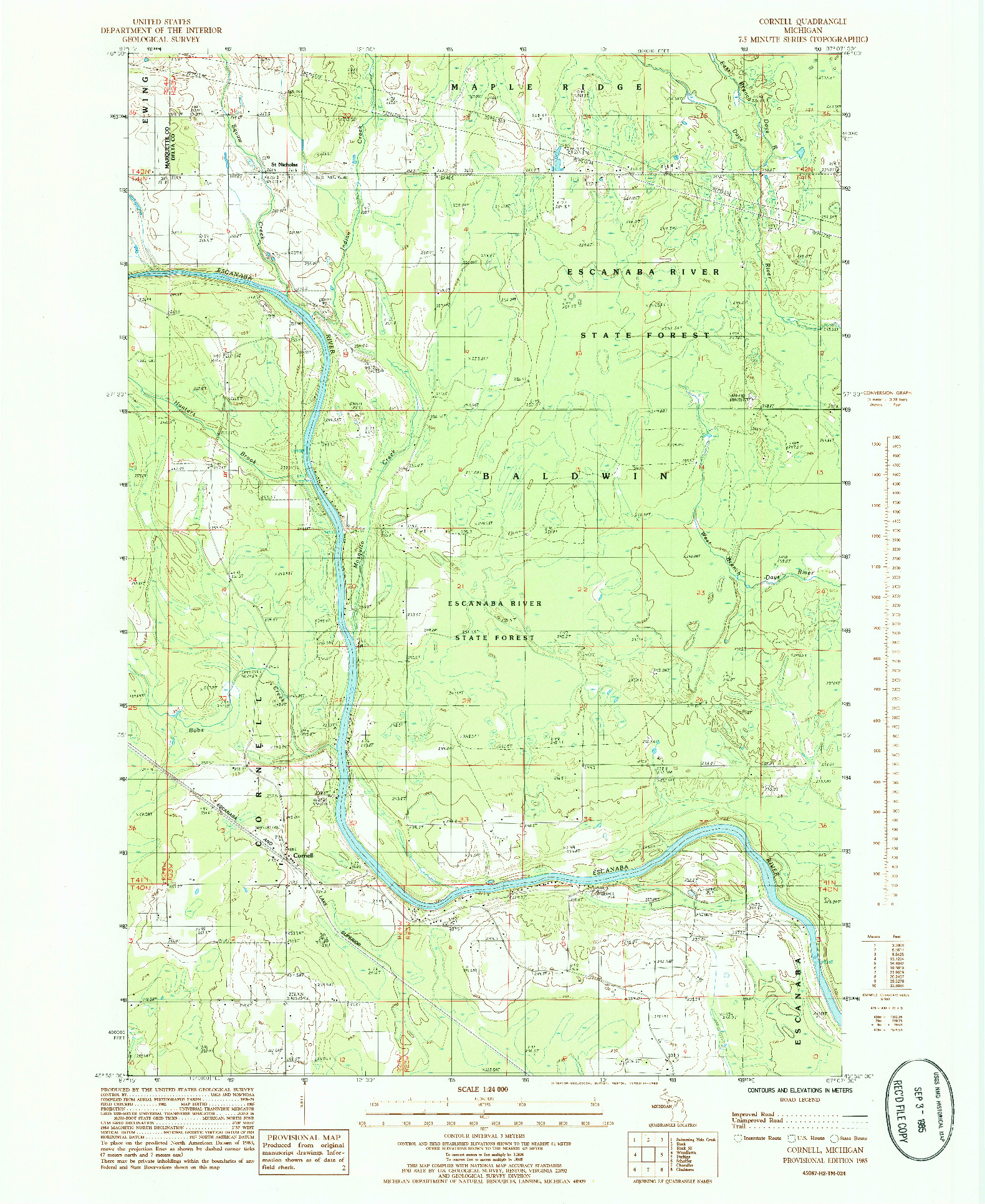 USGS 1:24000-SCALE QUADRANGLE FOR CORNELL, MI 1985
