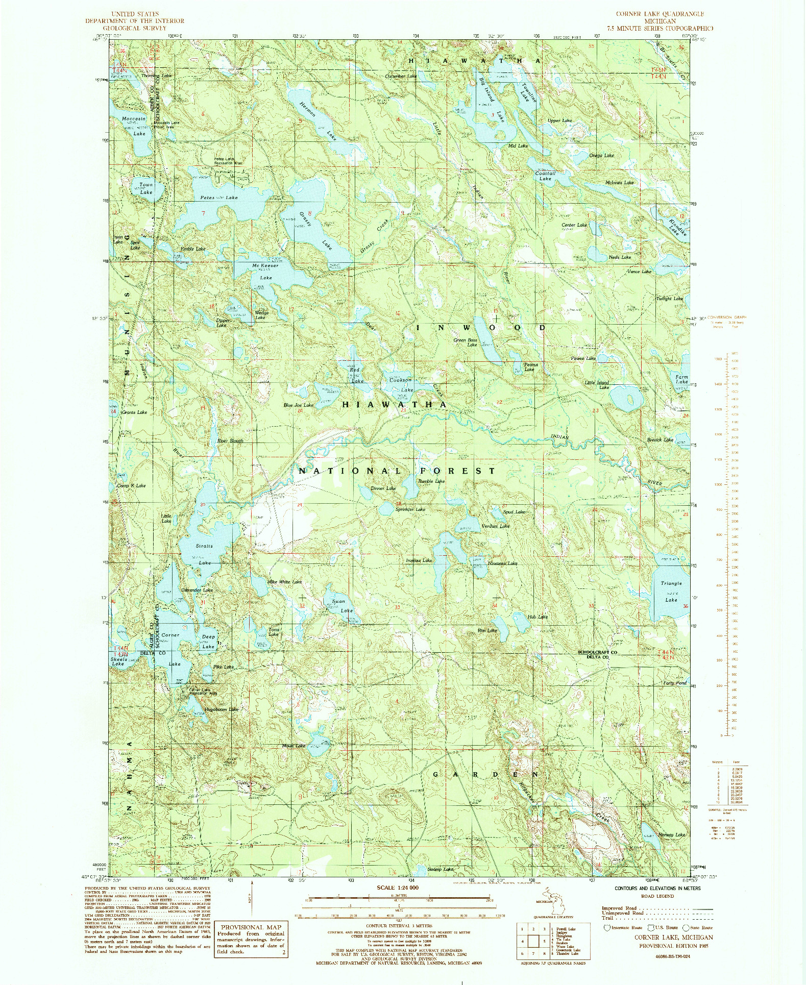 USGS 1:24000-SCALE QUADRANGLE FOR CORNER LAKE, MI 1985