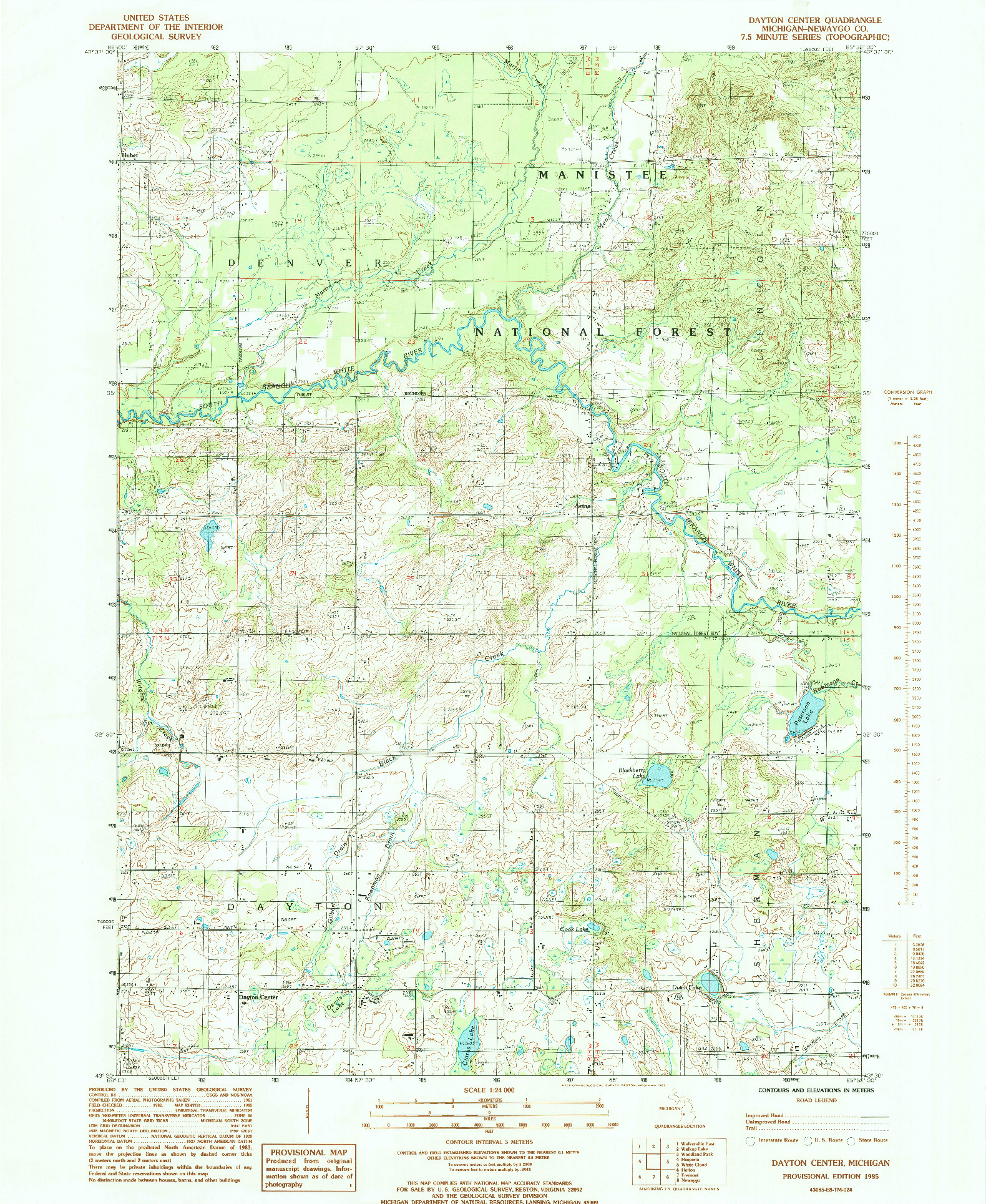 USGS 1:24000-SCALE QUADRANGLE FOR DAYTON CENTER, MI 1985