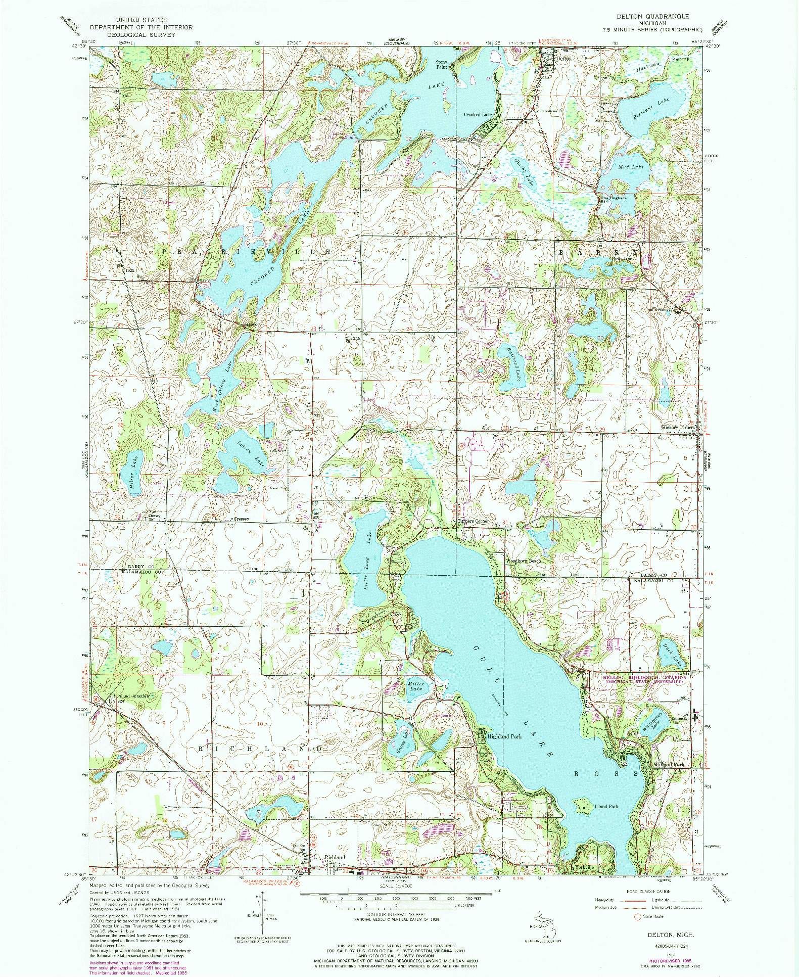 USGS 1:24000-SCALE QUADRANGLE FOR DELTON, MI 1961