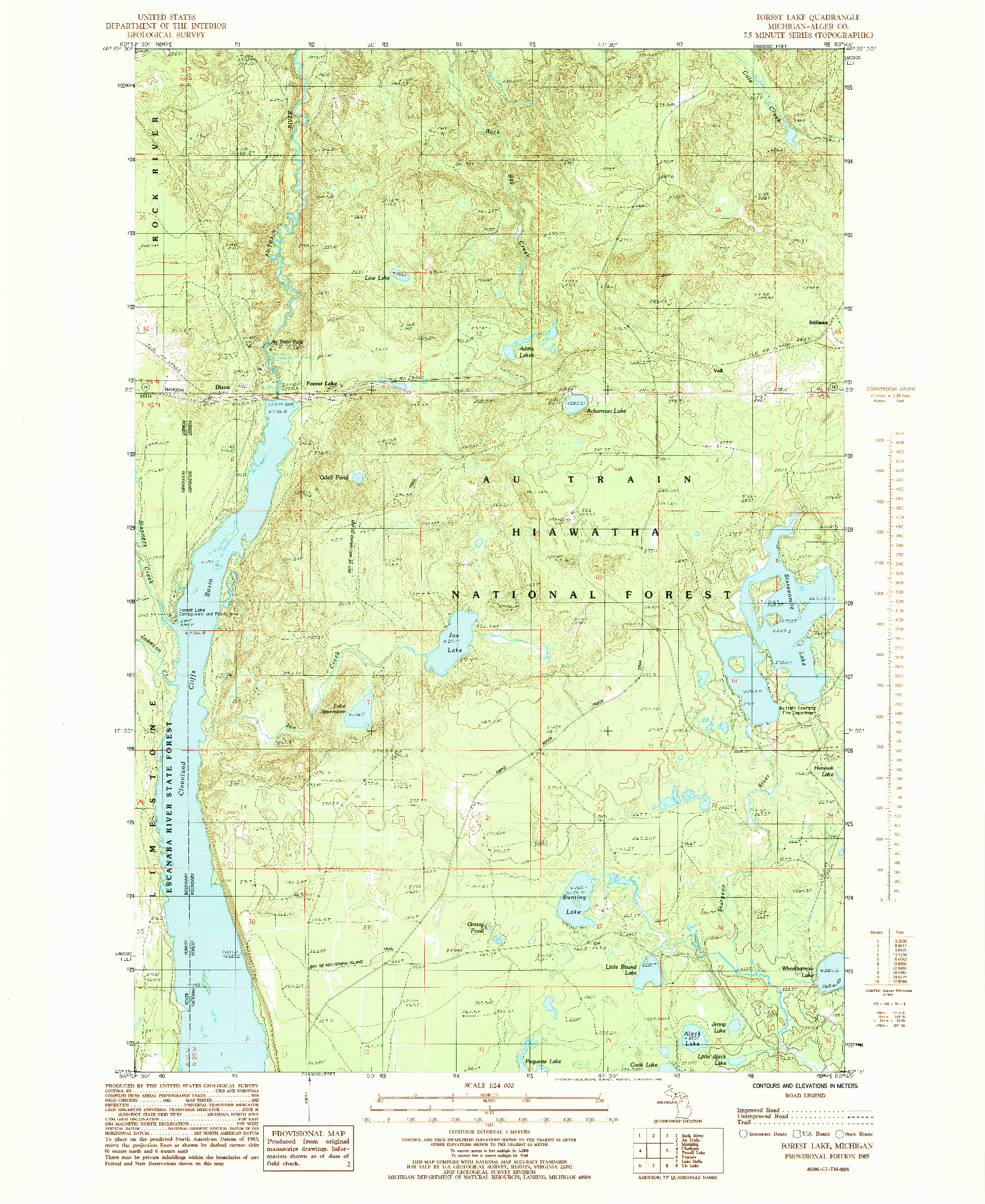 USGS 1:24000-SCALE QUADRANGLE FOR FOREST LAKE, MI 1985