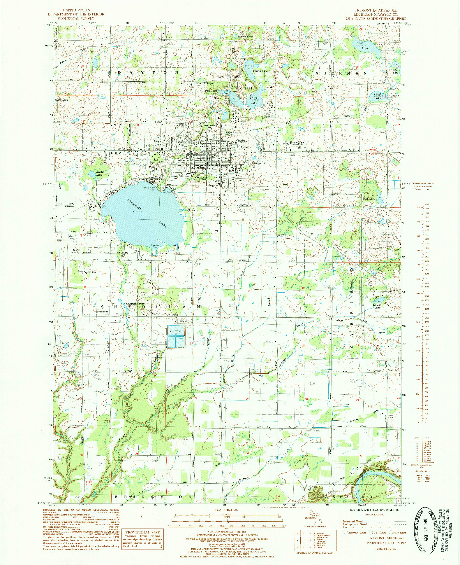 USGS 1:24000-SCALE QUADRANGLE FOR FREMONT, MI 1985