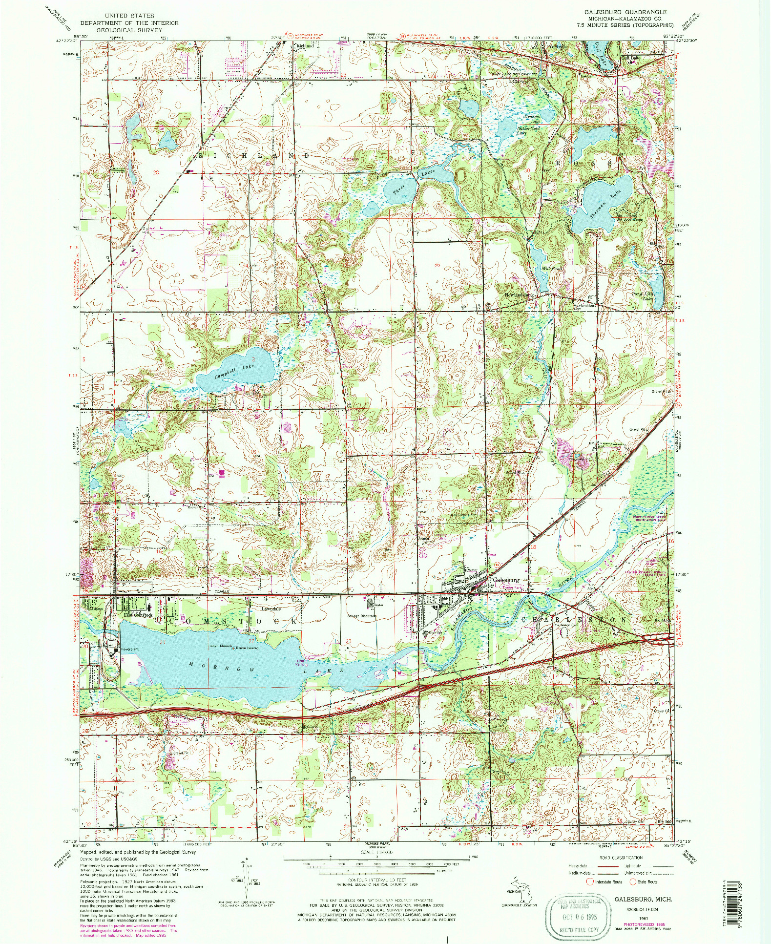 USGS 1:24000-SCALE QUADRANGLE FOR GALESBURG, MI 1961