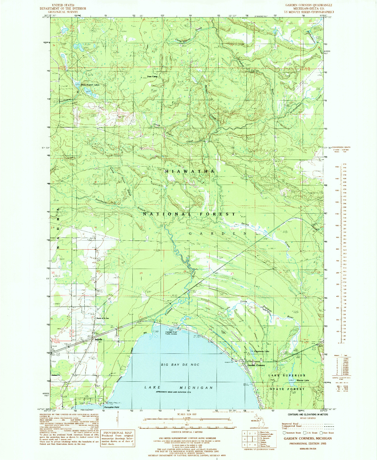 USGS 1:24000-SCALE QUADRANGLE FOR GARDEN CORNERS, MI 1985