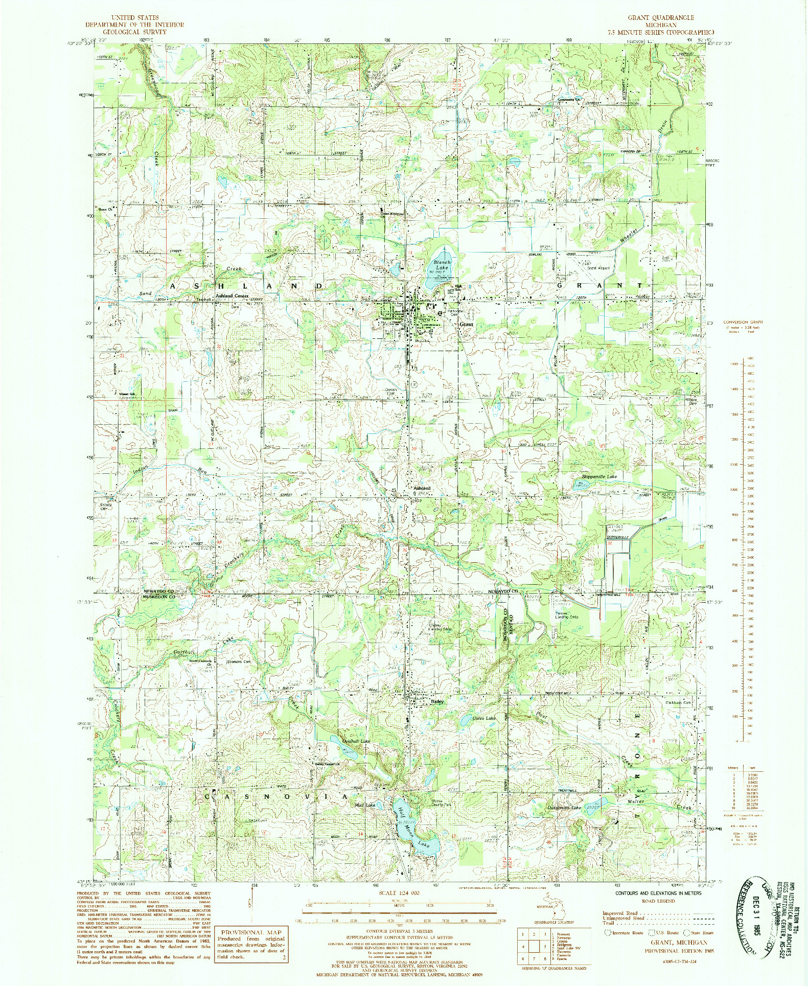 USGS 1:24000-SCALE QUADRANGLE FOR GRANT, MI 1985