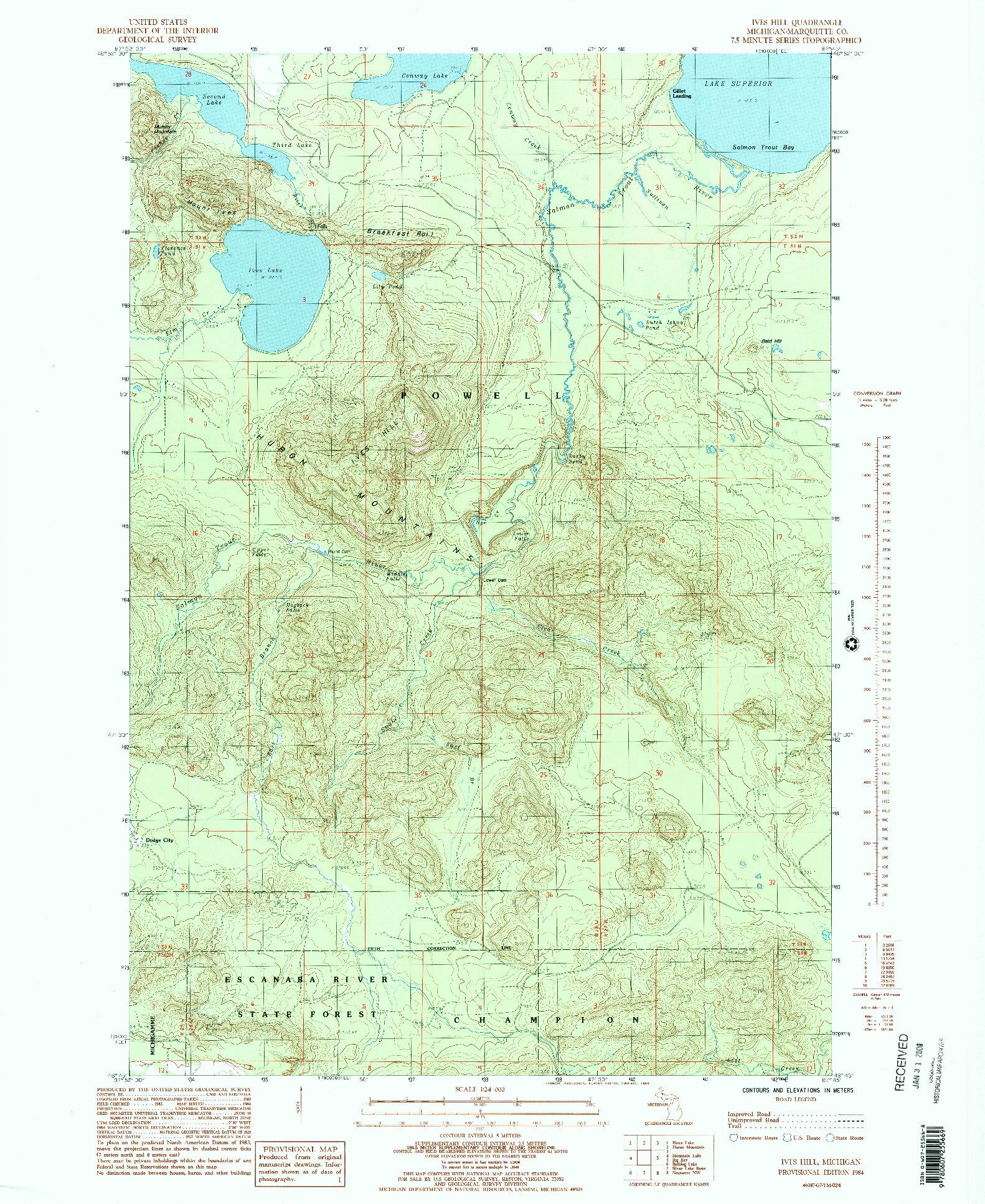 USGS 1:24000-SCALE QUADRANGLE FOR IVES HILL, MI 1984