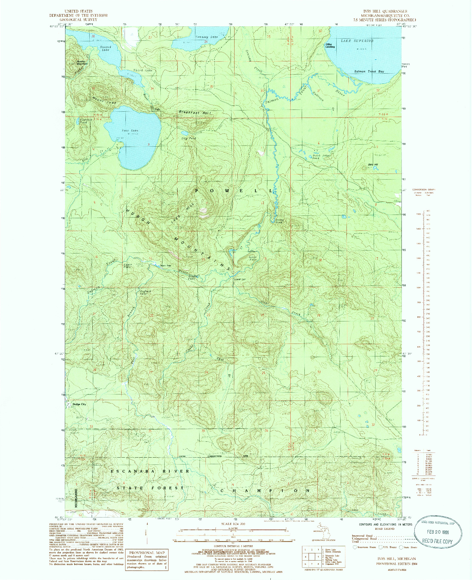 USGS 1:24000-SCALE QUADRANGLE FOR IVES HILL, MI 1984