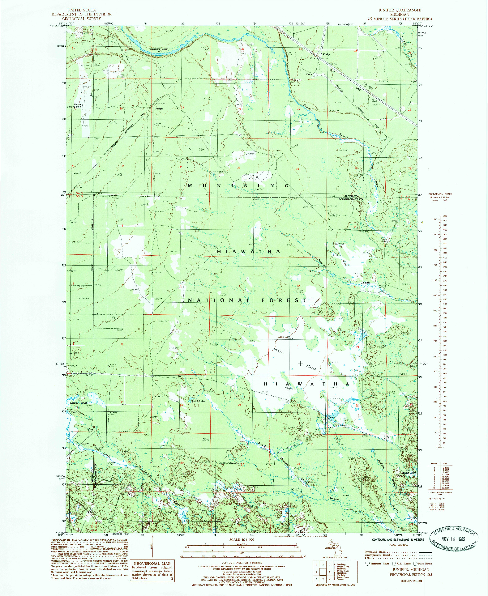 USGS 1:24000-SCALE QUADRANGLE FOR JUNIPER, MI 1985