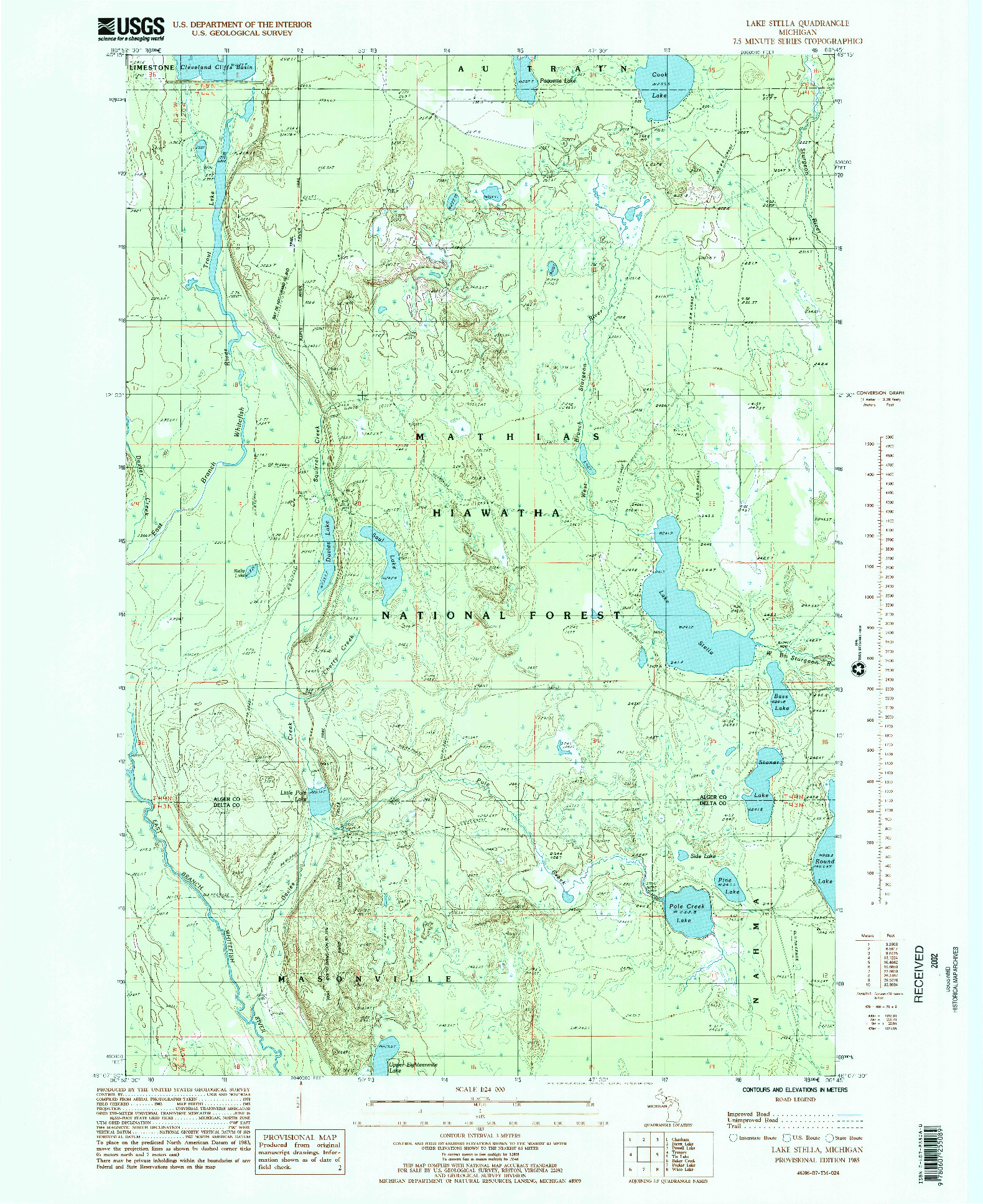 USGS 1:24000-SCALE QUADRANGLE FOR LAKE STELLA, MI 1985