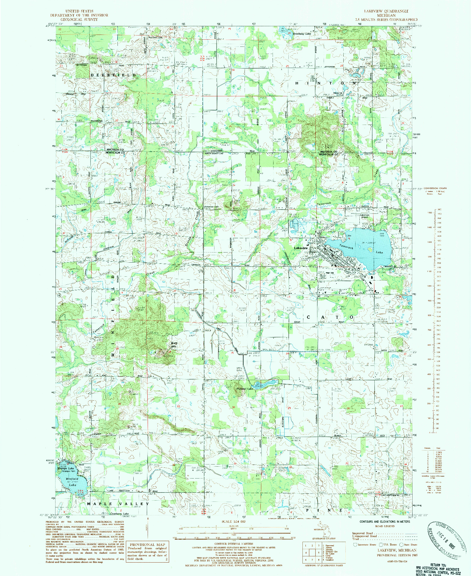 USGS 1:24000-SCALE QUADRANGLE FOR LAKEVIEW, MI 1985
