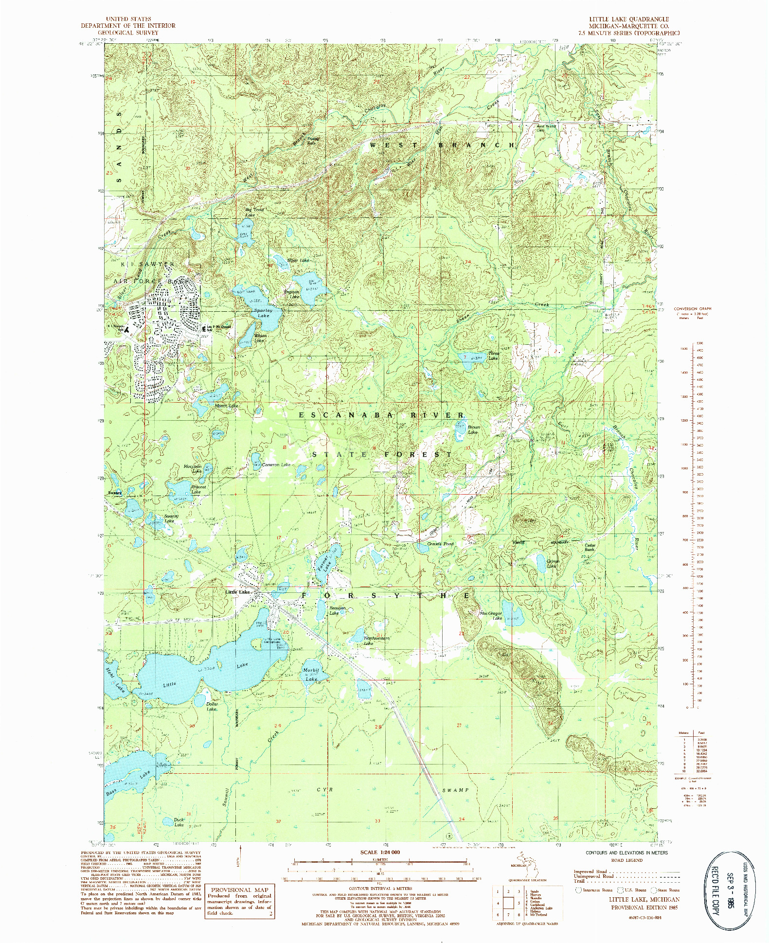 USGS 1:24000-SCALE QUADRANGLE FOR LITTLE LAKE, MI 1985