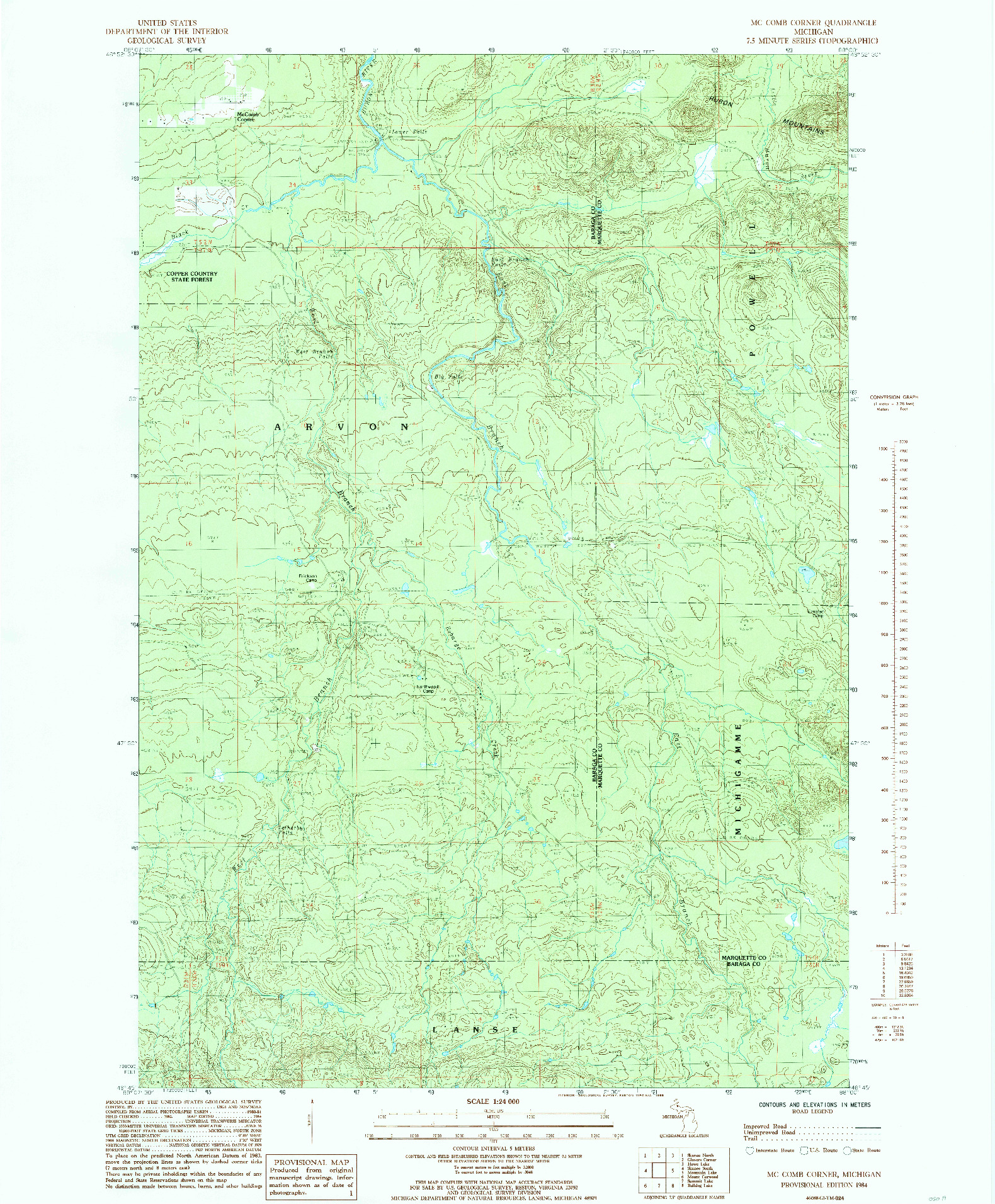 USGS 1:24000-SCALE QUADRANGLE FOR MCCOMB CORNER, MI 1984