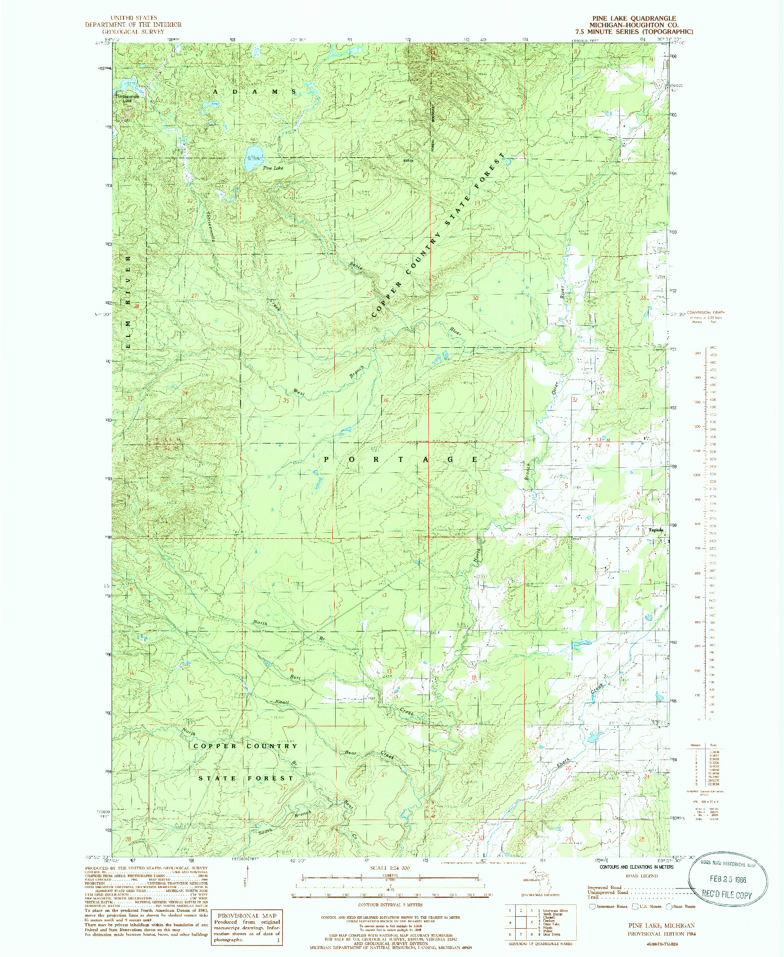 USGS 1:24000-SCALE QUADRANGLE FOR PINE LAKE, MI 1984