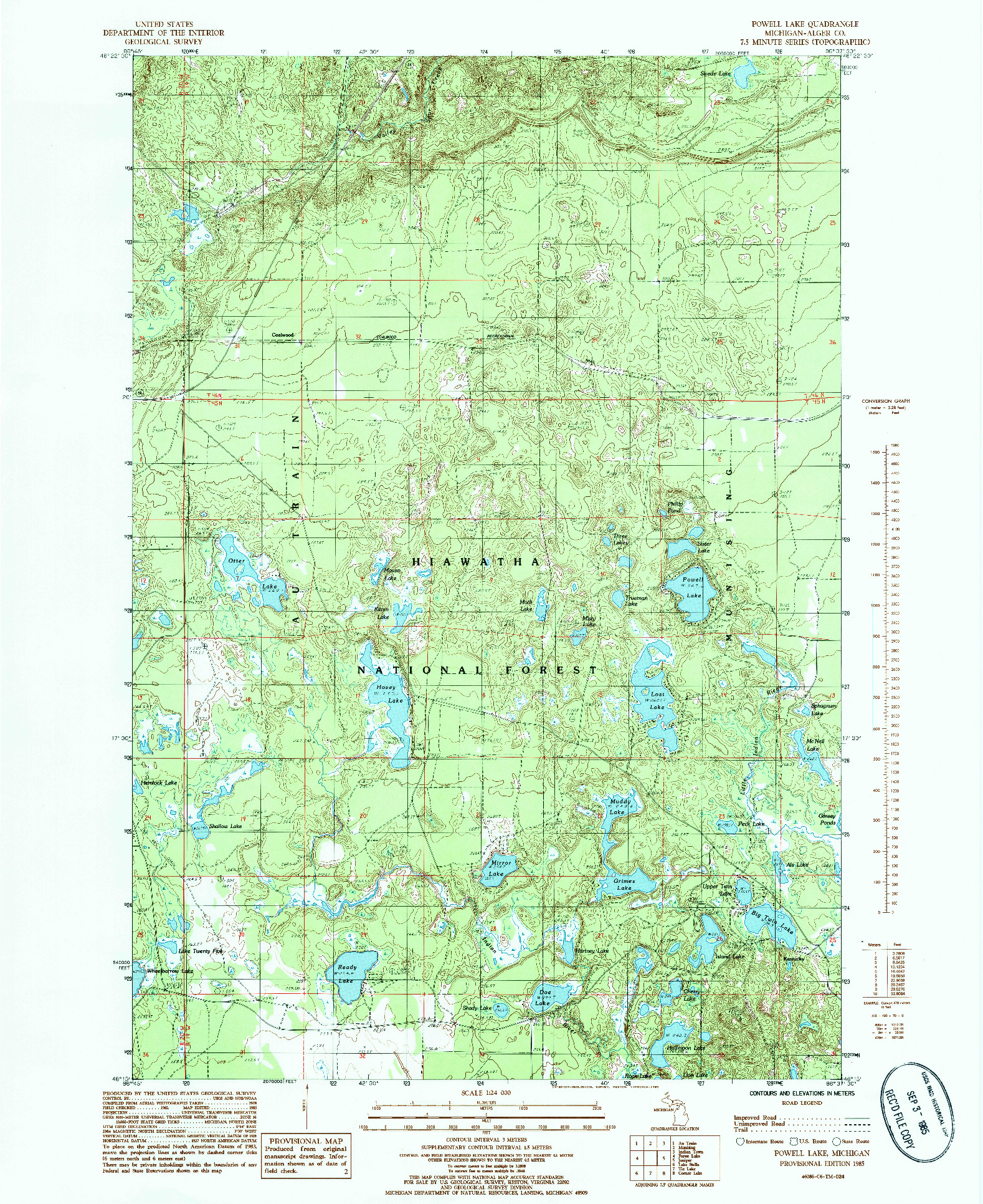 USGS 1:24000-SCALE QUADRANGLE FOR POWELL LAKE, MI 1985