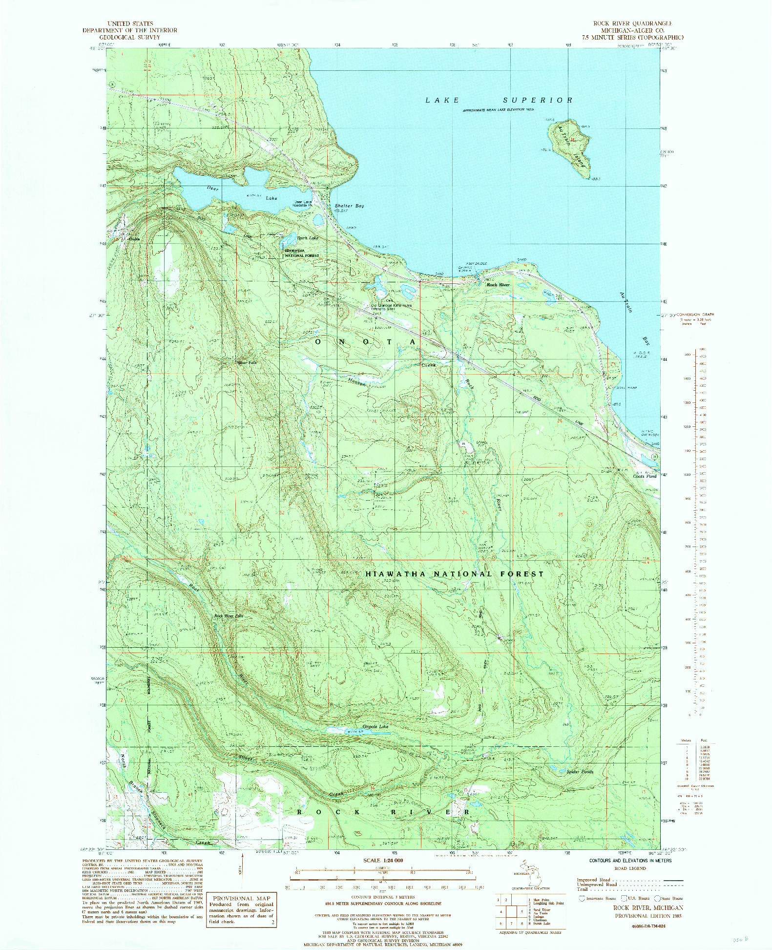USGS 1:24000-SCALE QUADRANGLE FOR ROCK RIVER, MI 1985