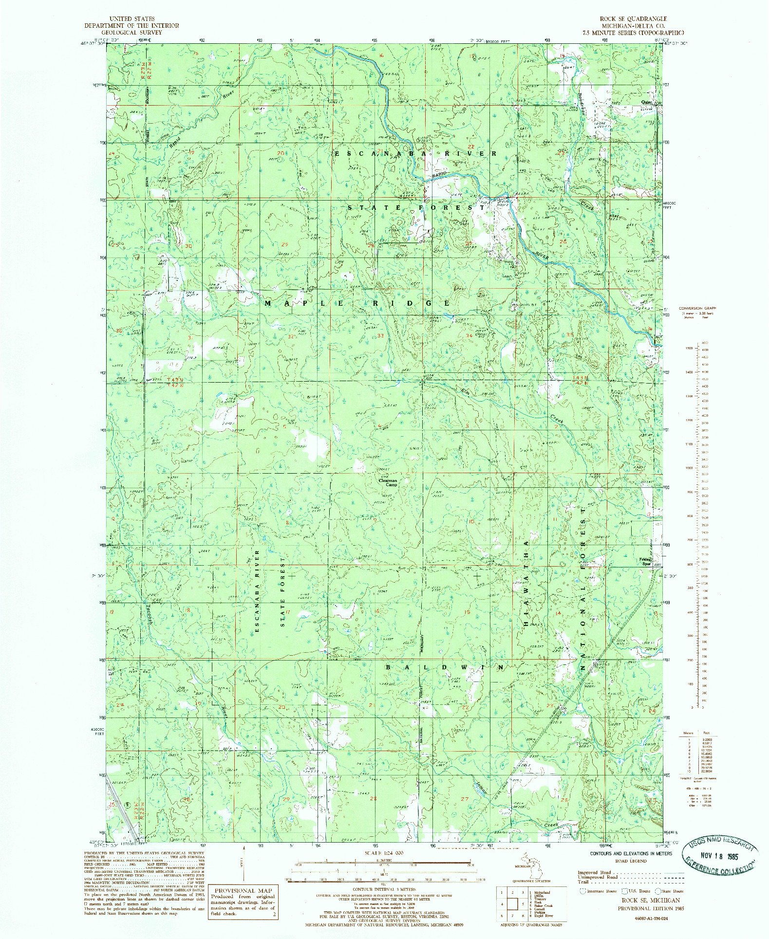 USGS 1:24000-SCALE QUADRANGLE FOR ROCK SE, MI 1985