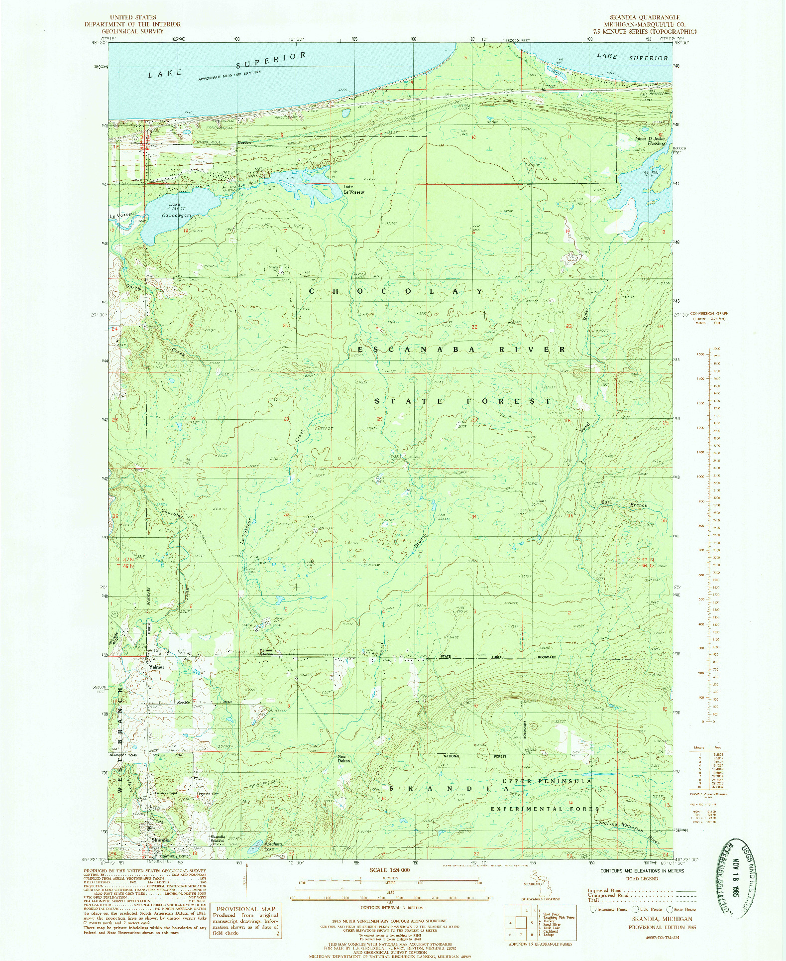 USGS 1:24000-SCALE QUADRANGLE FOR SKANDIA, MI 1985