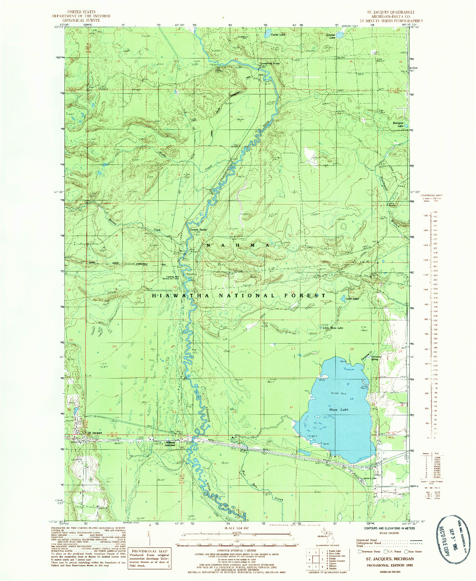USGS 1:24000-SCALE QUADRANGLE FOR ST. JACQUES, MI 1985