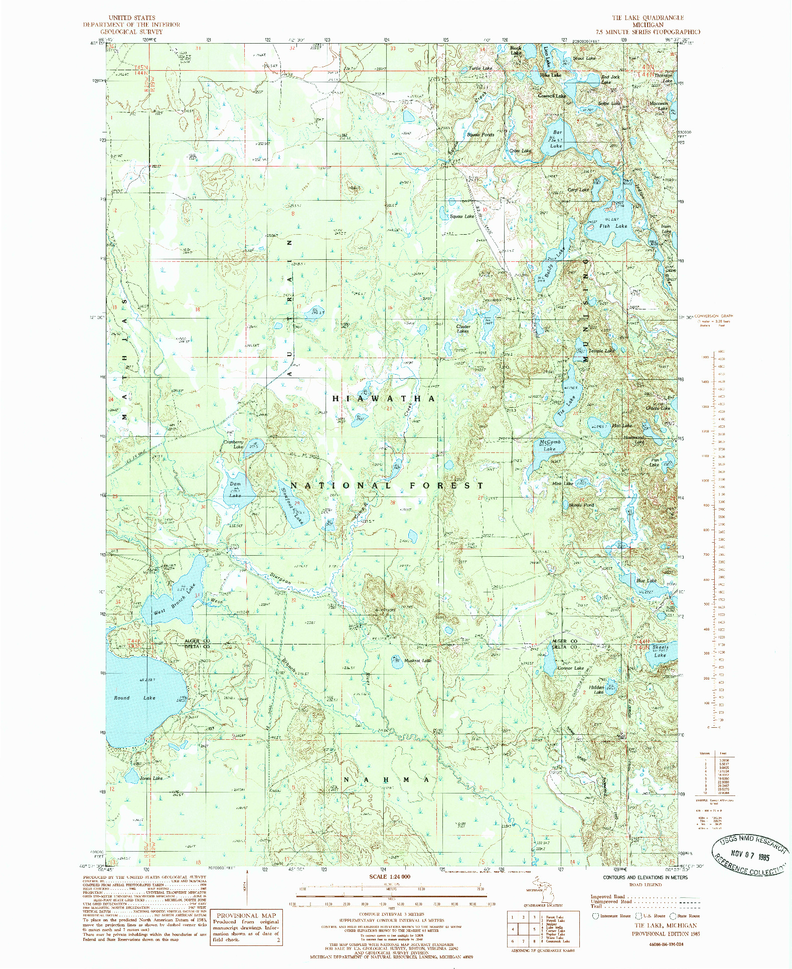 USGS 1:24000-SCALE QUADRANGLE FOR TIE LAKE, MI 1985