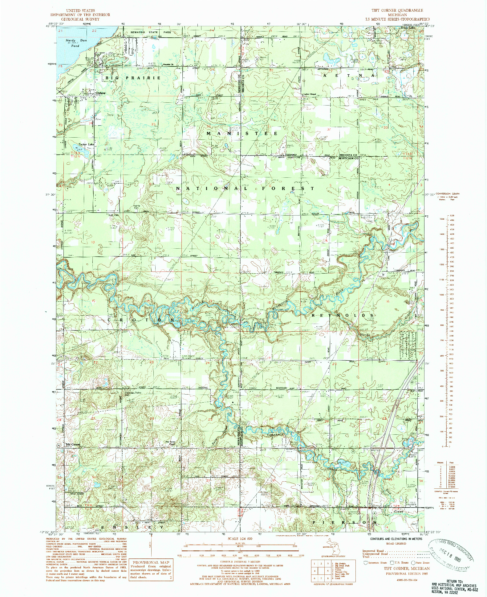 USGS 1:24000-SCALE QUADRANGLE FOR TIFT CORNER, MI 1985