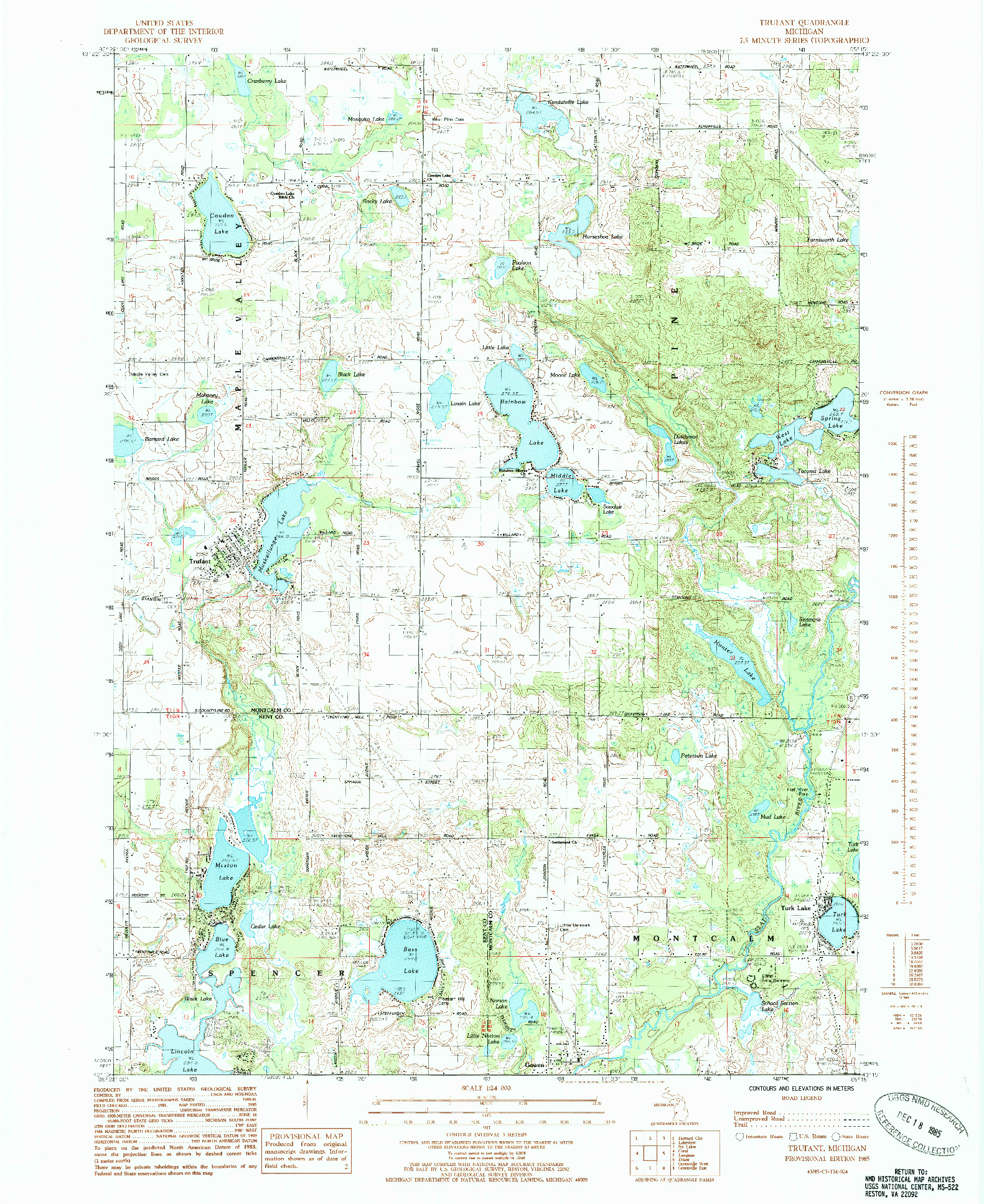 USGS 1:24000-SCALE QUADRANGLE FOR TRUFANT, MI 1985