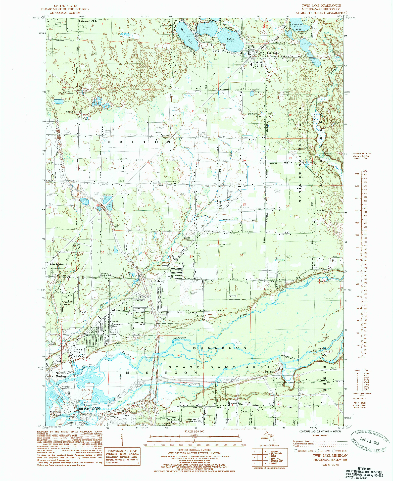 USGS 1:24000-SCALE QUADRANGLE FOR TWIN LAKE, MI 1985
