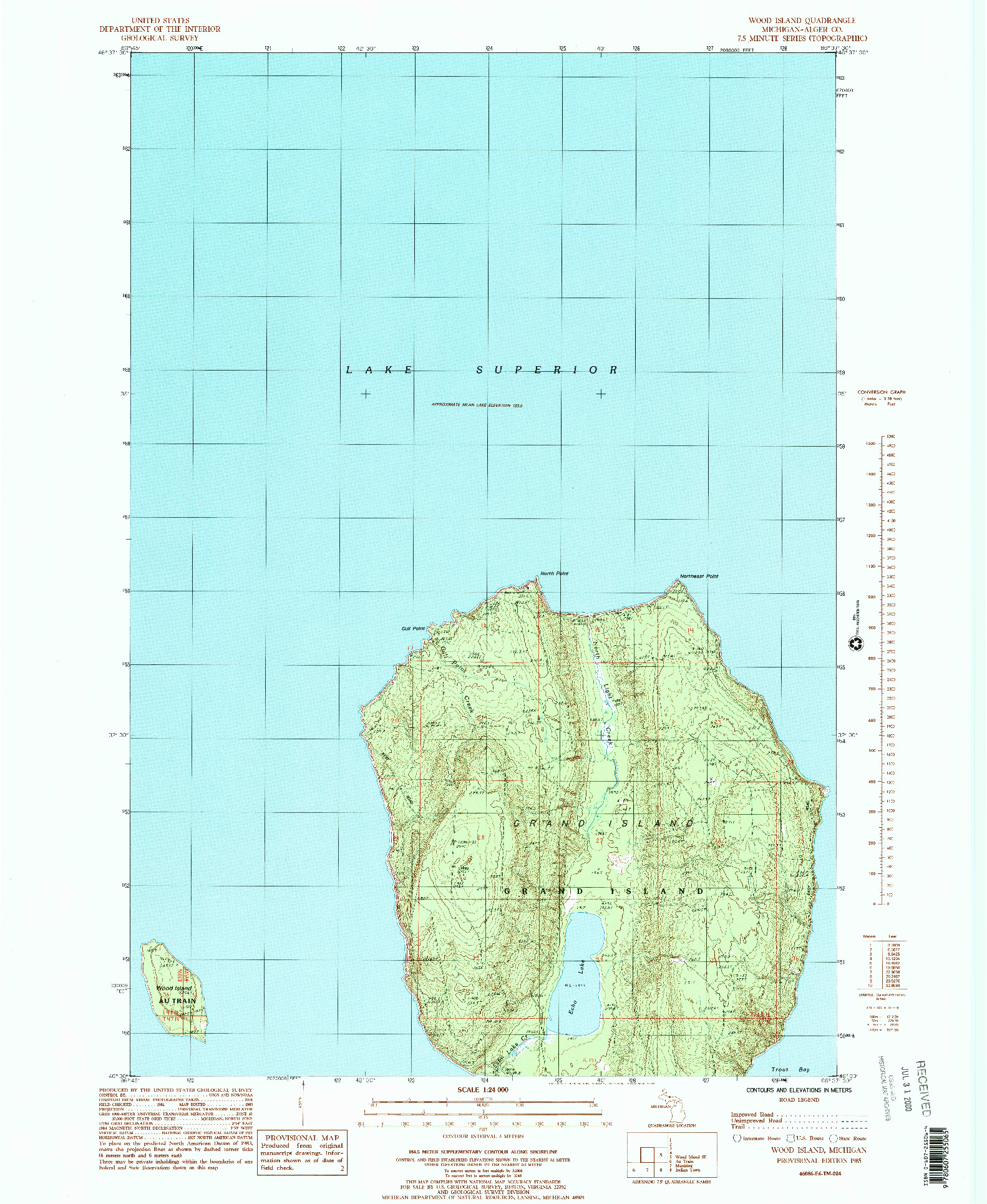 USGS 1:24000-SCALE QUADRANGLE FOR WOOD ISLAND, MI 1985