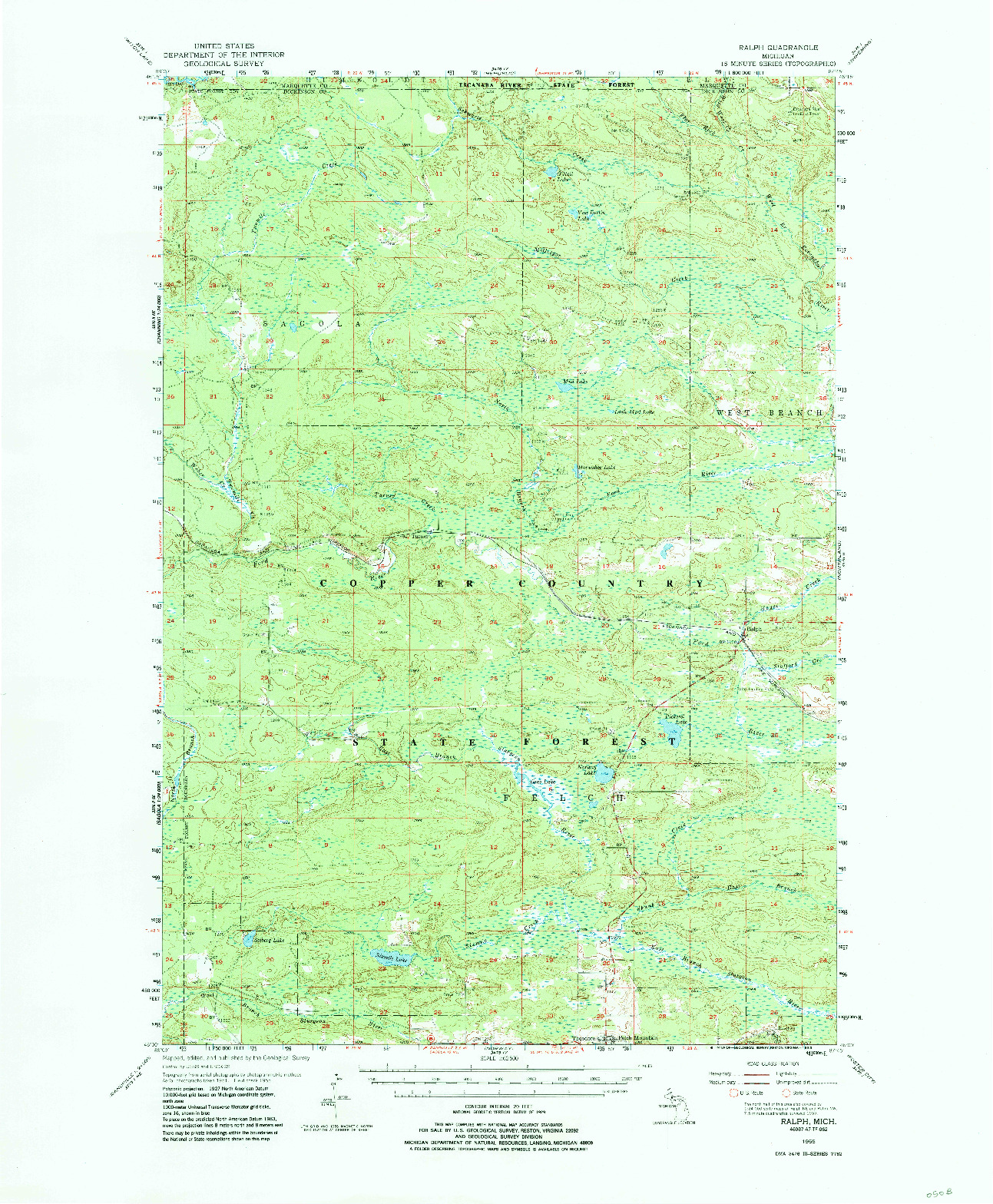 USGS 1:62500-SCALE QUADRANGLE FOR RALPH, MI 1955