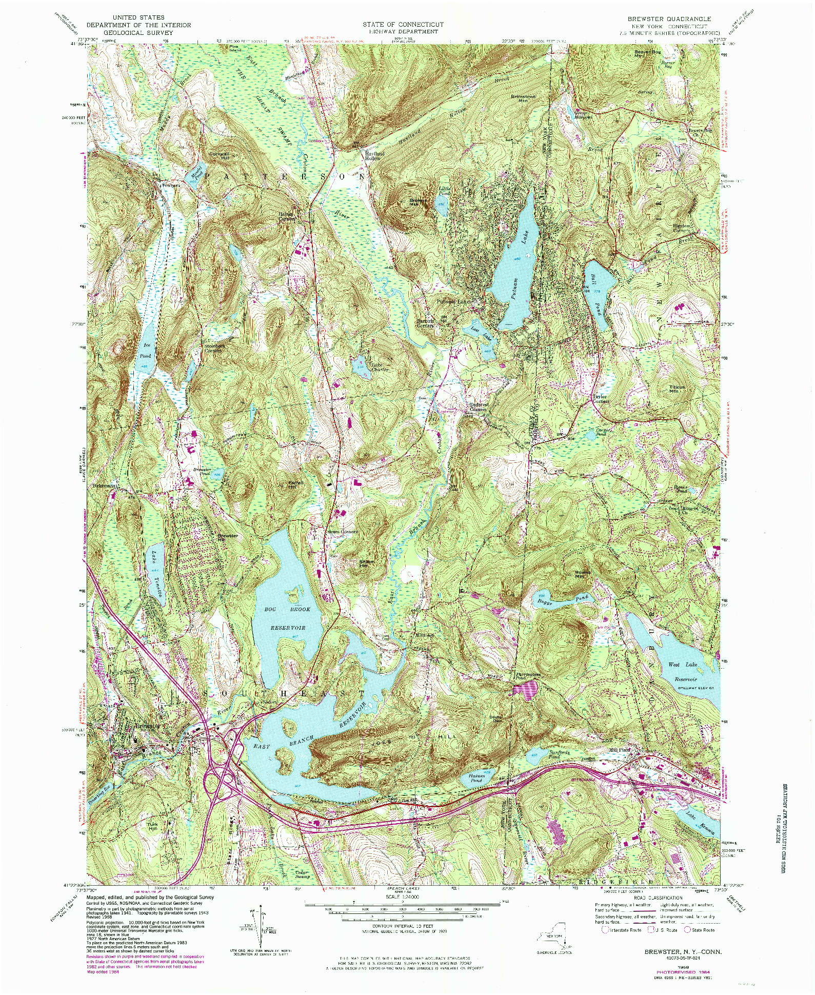 USGS 1:24000-SCALE QUADRANGLE FOR BREWSTER, NY 1958