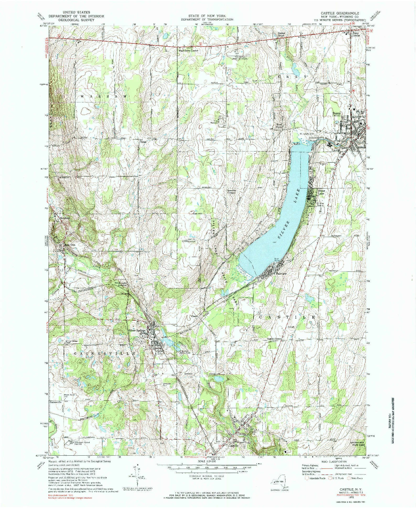 USGS 1:24000-SCALE QUADRANGLE FOR CASTILE, NY 1972