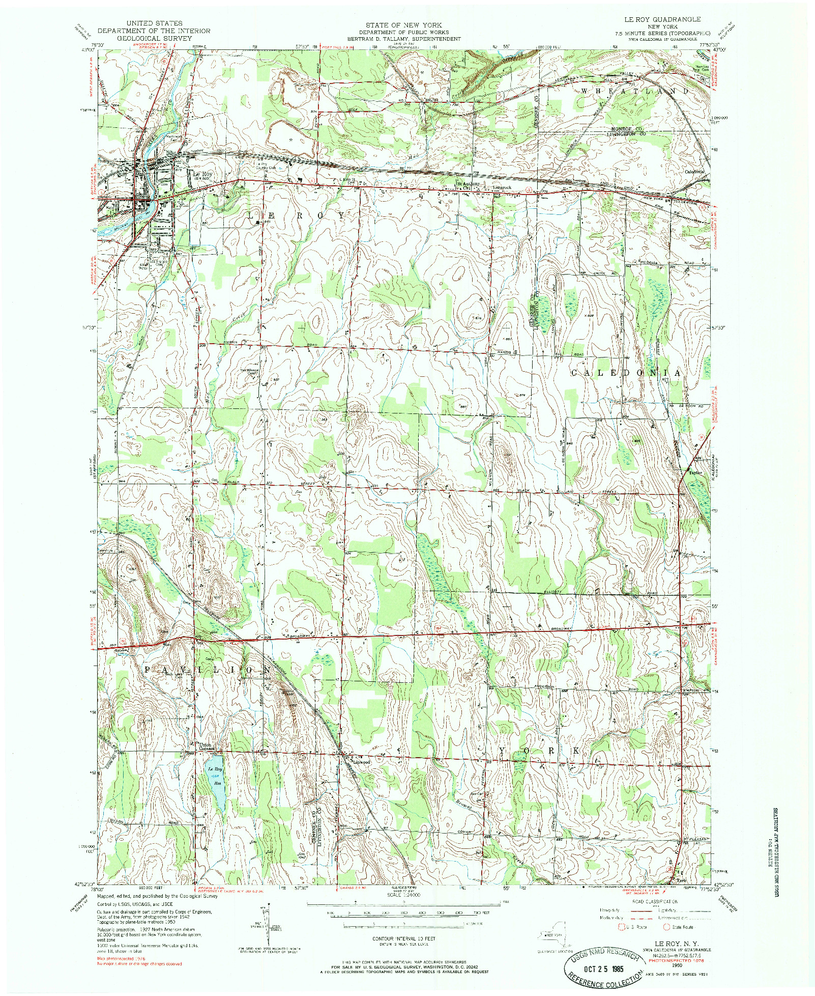 USGS 1:24000-SCALE QUADRANGLE FOR LE ROY, NY 1950