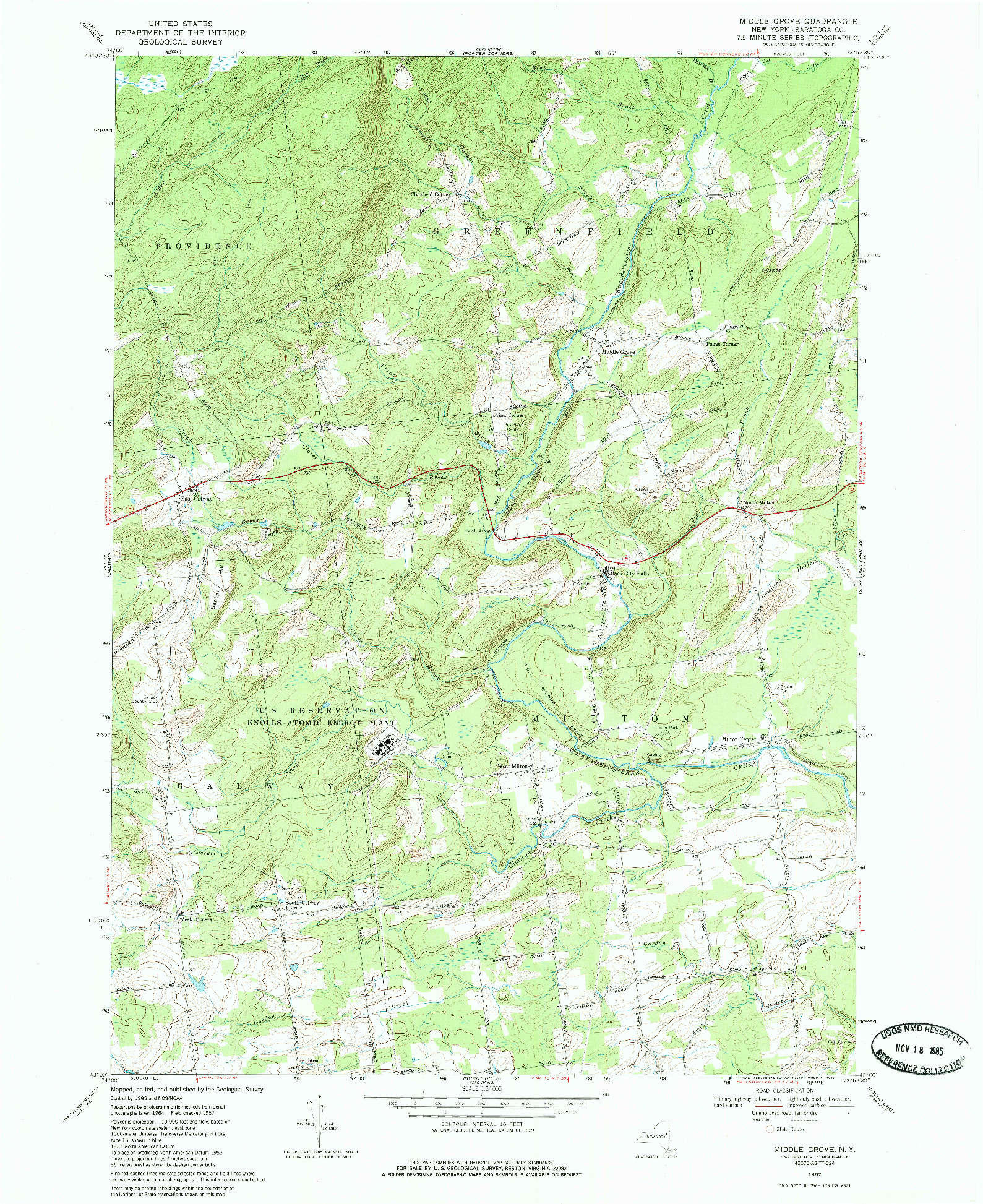 USGS 1:24000-SCALE QUADRANGLE FOR MIDDLE GROVE, NY 1967