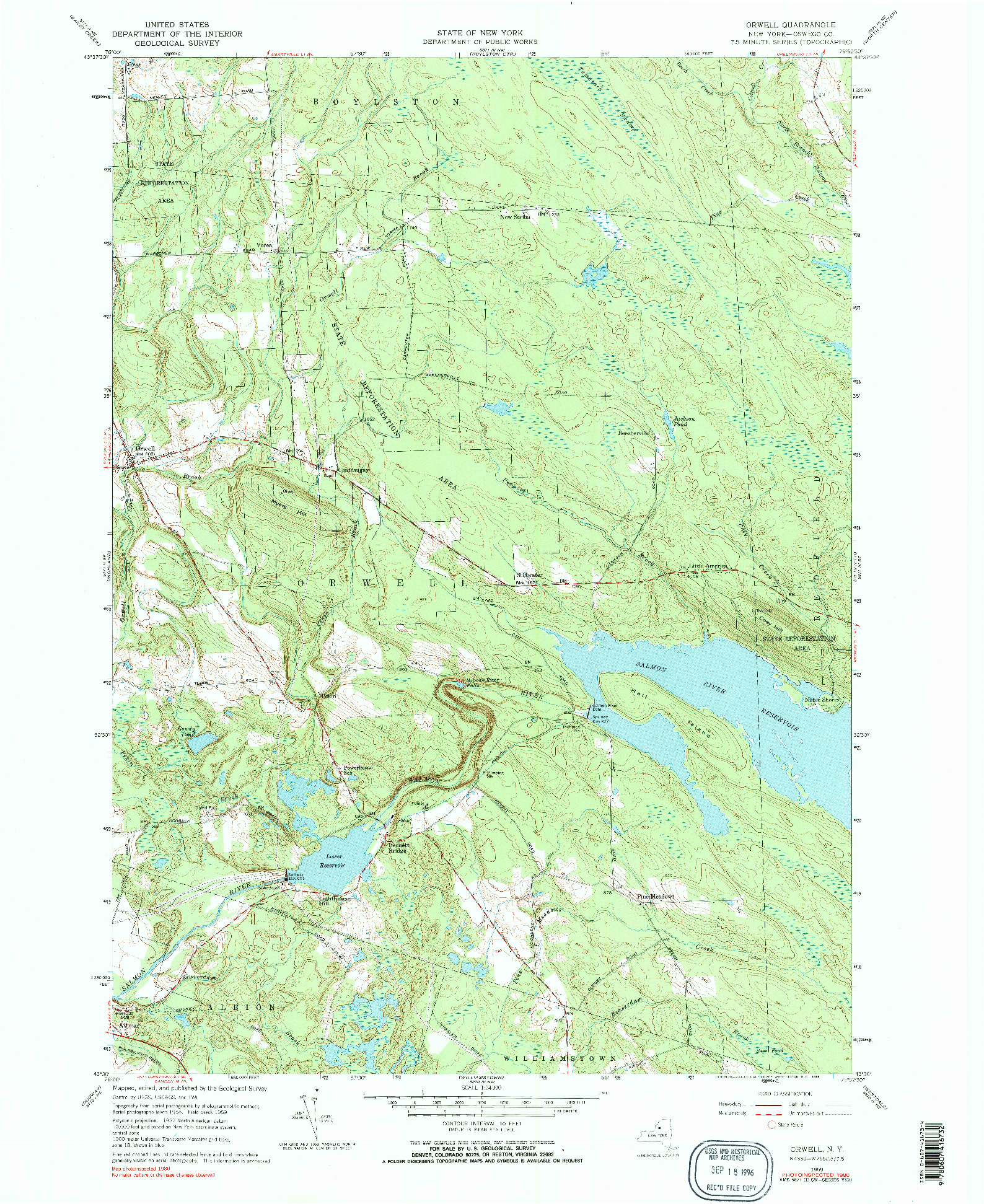 USGS 1:24000-SCALE QUADRANGLE FOR ORWELL, NY 1959