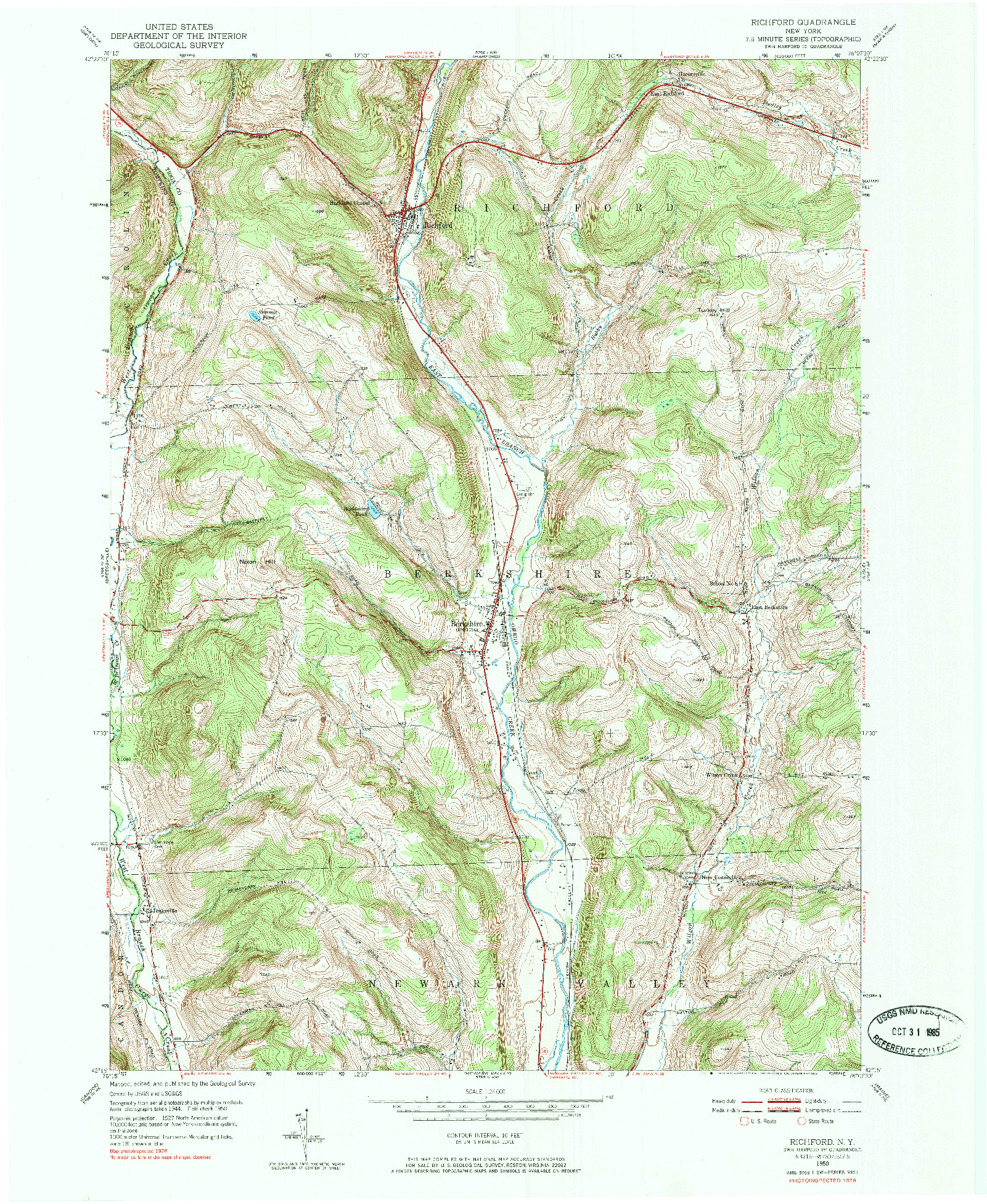 USGS 1:24000-SCALE QUADRANGLE FOR RICHFORD, NY 1950