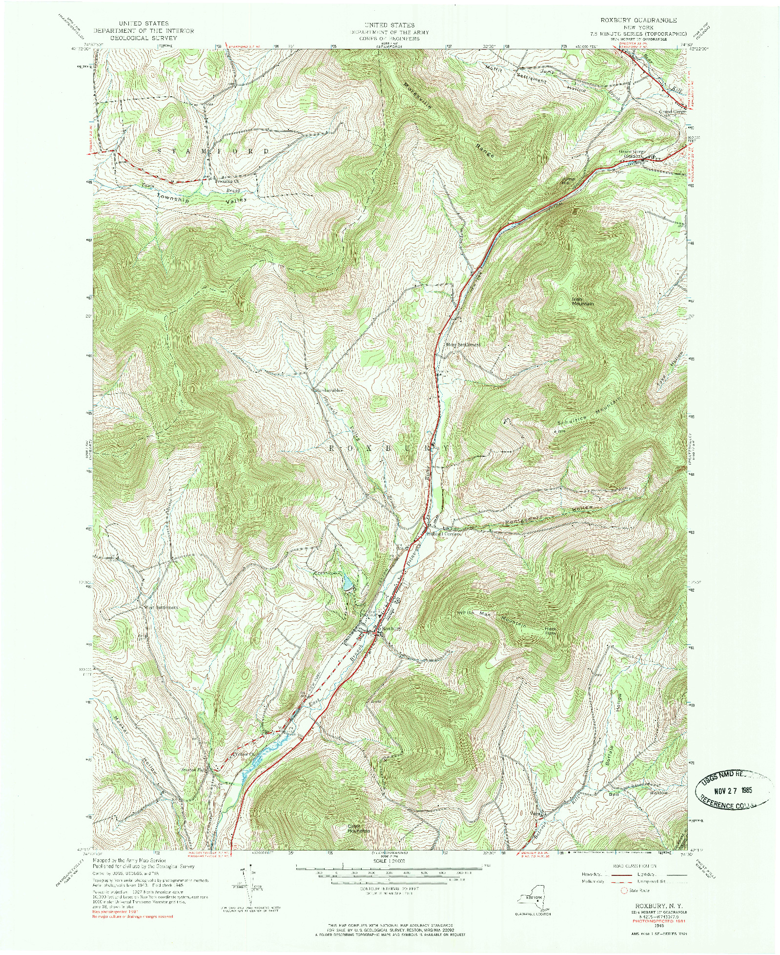 USGS 1:24000-SCALE QUADRANGLE FOR ROXBURY, NY 1945