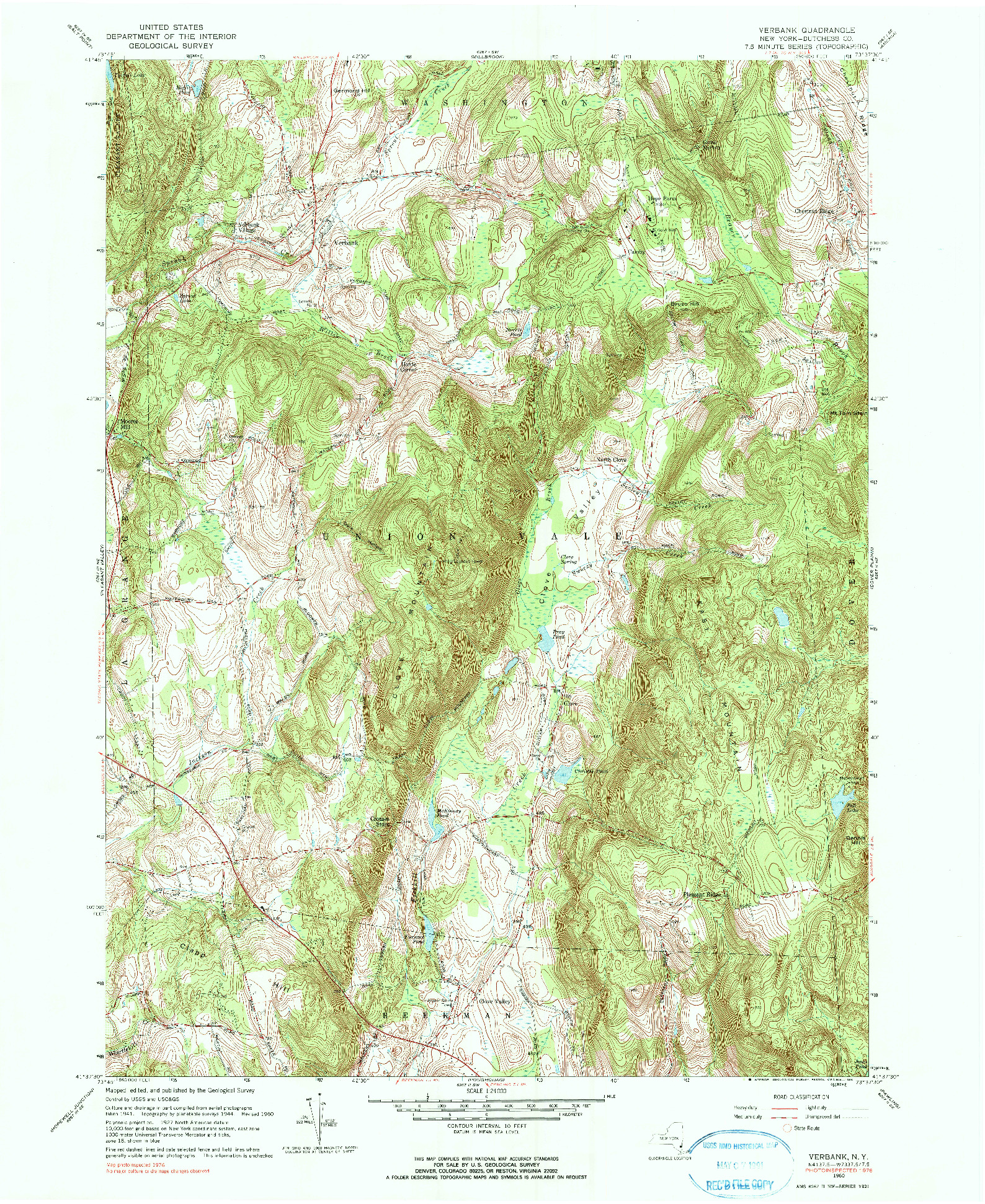 USGS 1:24000-SCALE QUADRANGLE FOR VERBANK, NY 1960