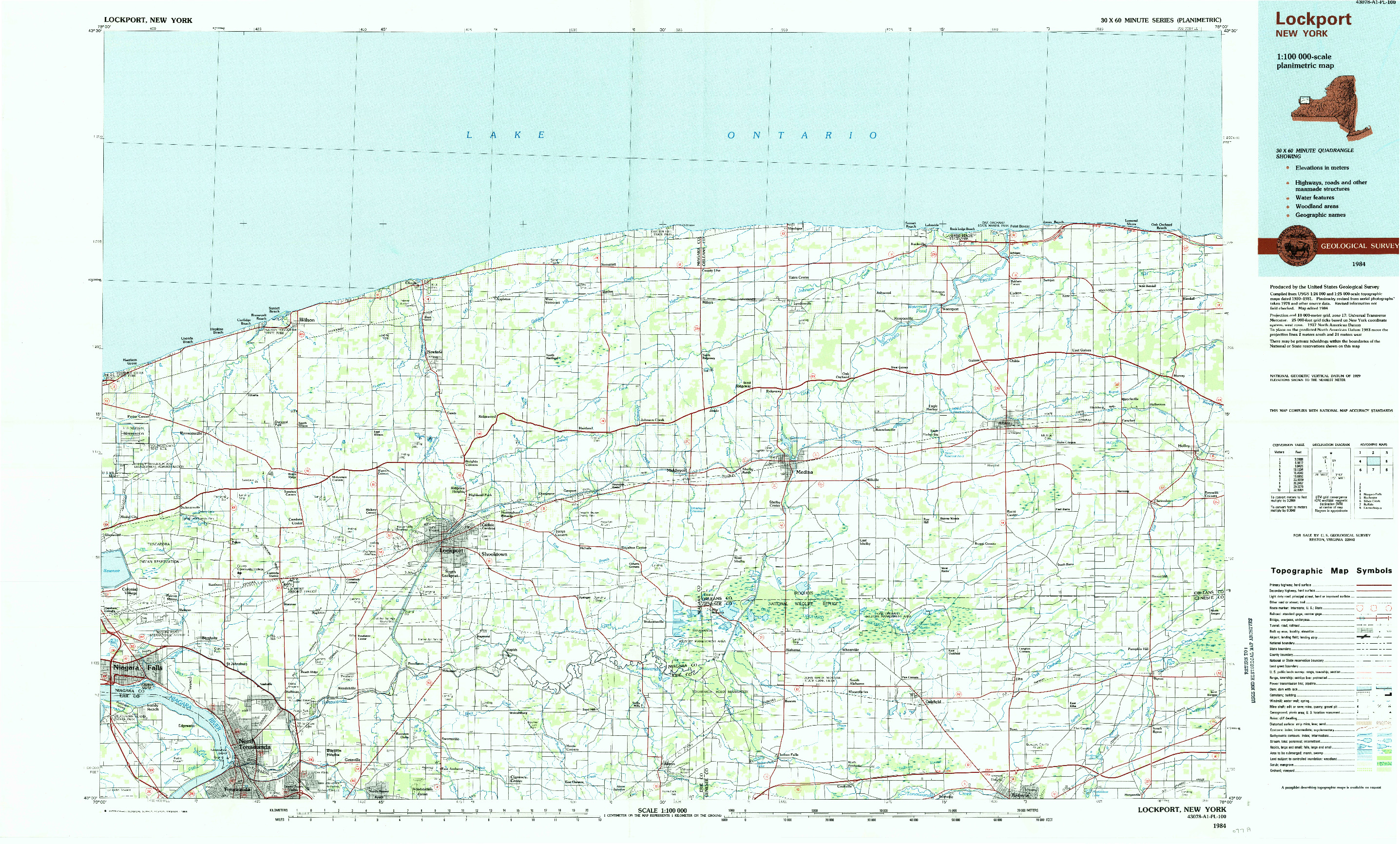 USGS 1:100000-SCALE QUADRANGLE FOR LOCKPORT, NY 1984