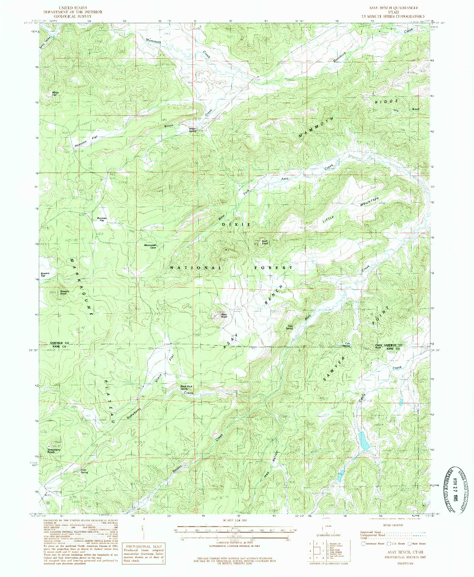 USGS 1:24000-SCALE QUADRANGLE FOR ASAY BENCH, UT 1985
