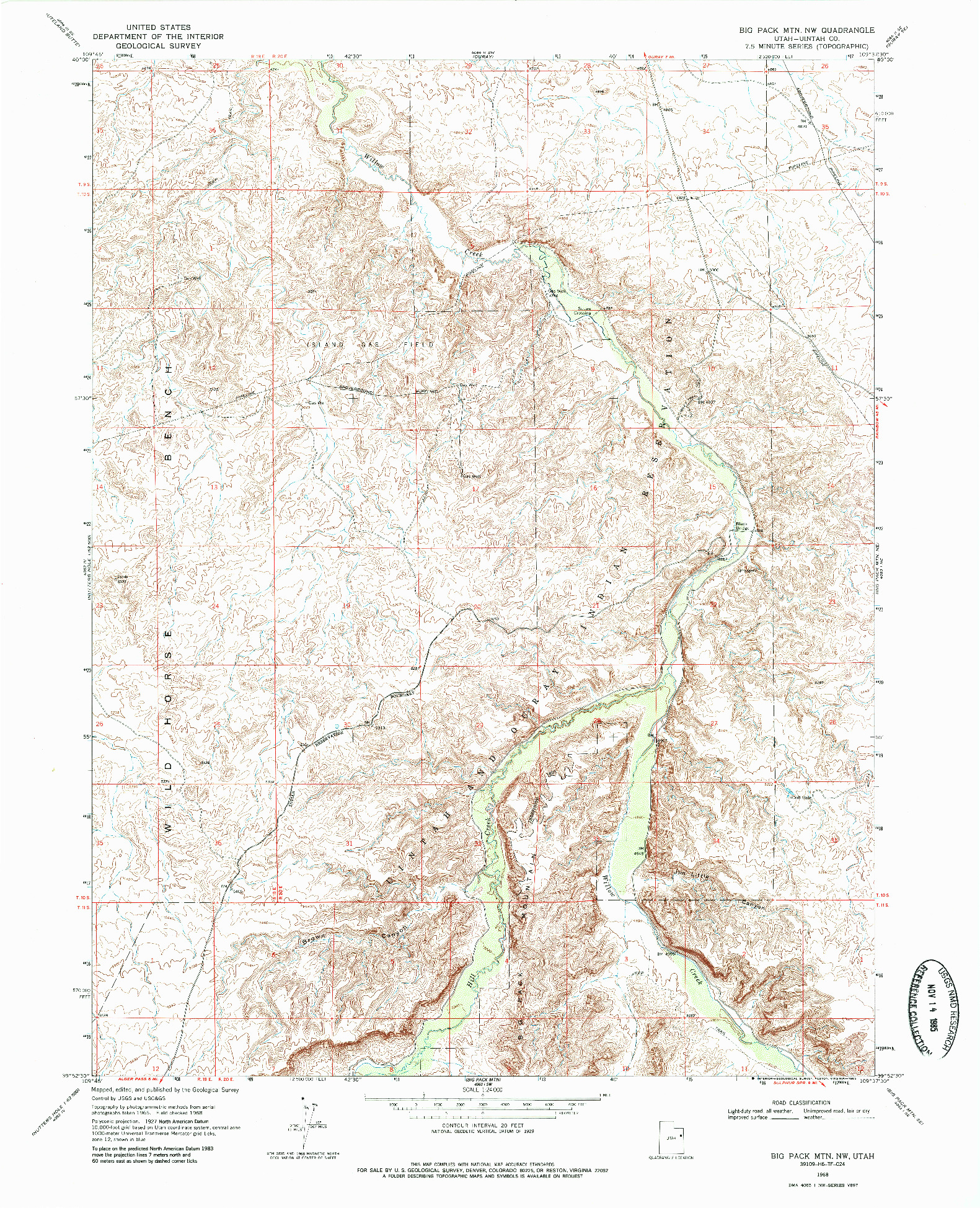 USGS 1:24000-SCALE QUADRANGLE FOR BIG PACK MTN. NW, UT 1968