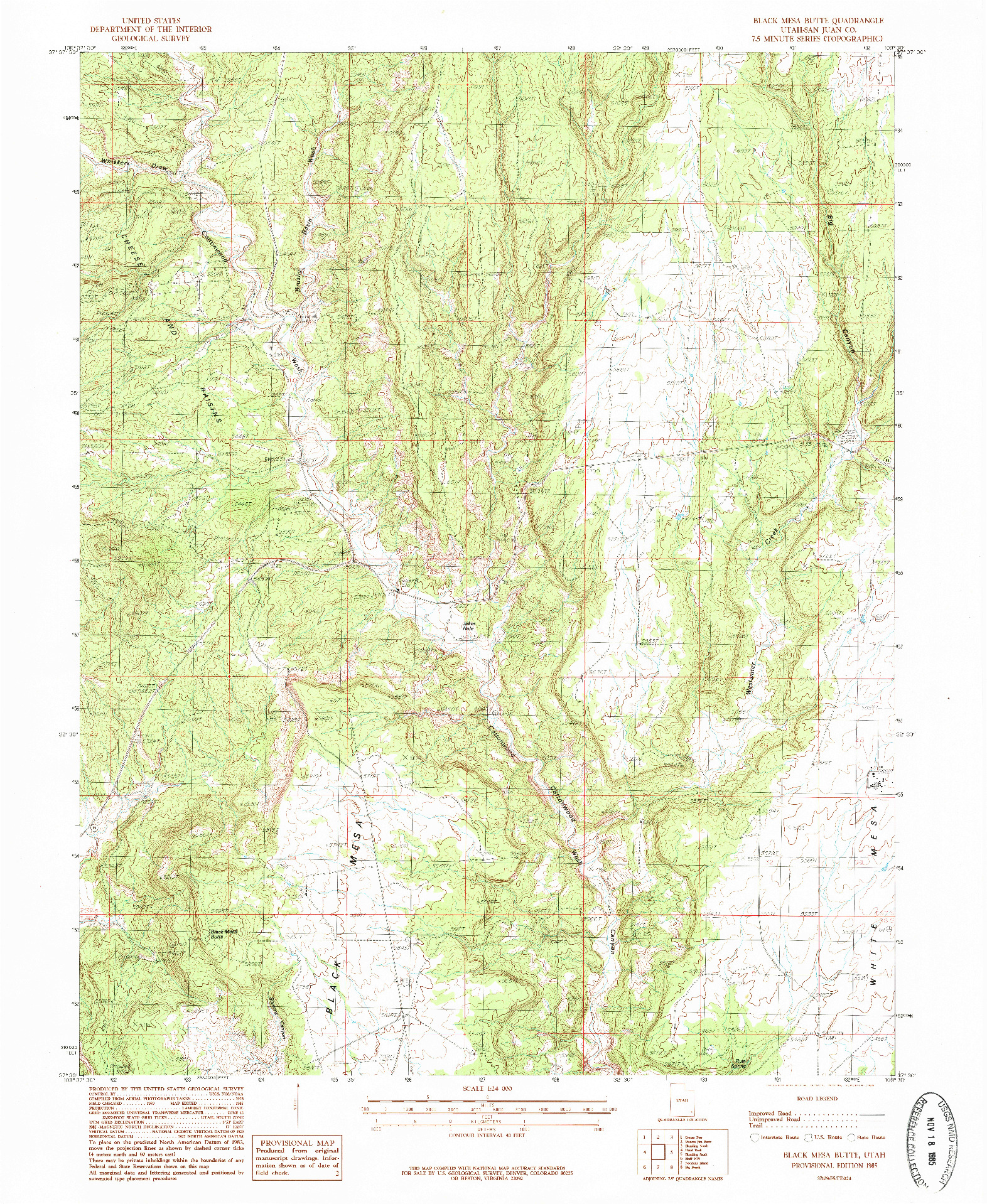 USGS 1:24000-SCALE QUADRANGLE FOR BLACK MESA BUTTE, UT 1985