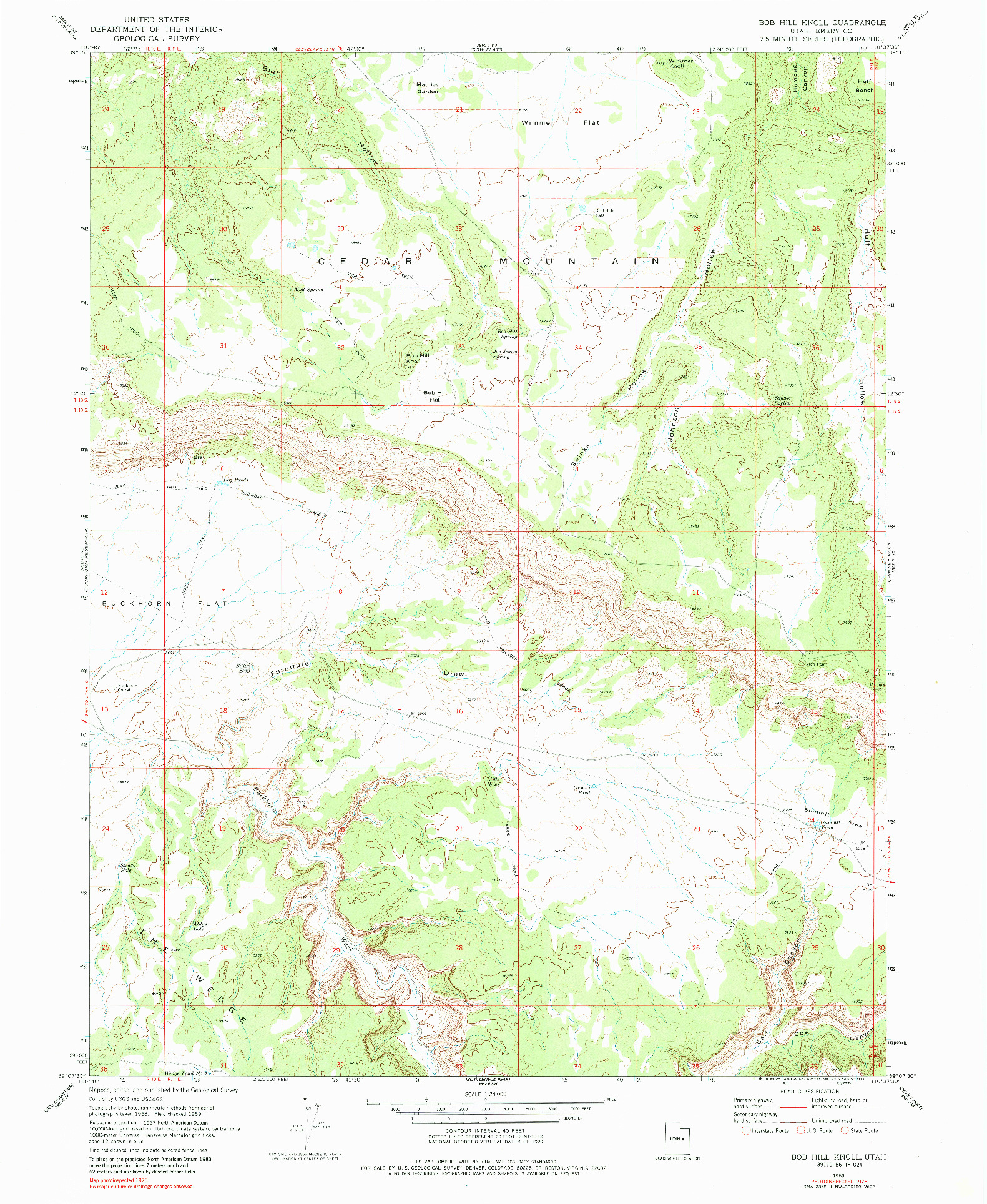 USGS 1:24000-SCALE QUADRANGLE FOR BOB HILL KNOLL, UT 1969