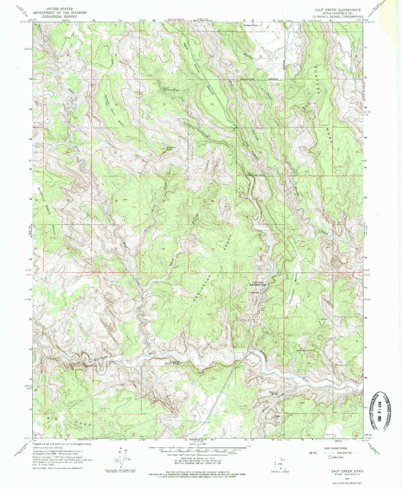 USGS 1:24000-SCALE QUADRANGLE FOR CALF CREEK, UT 1964