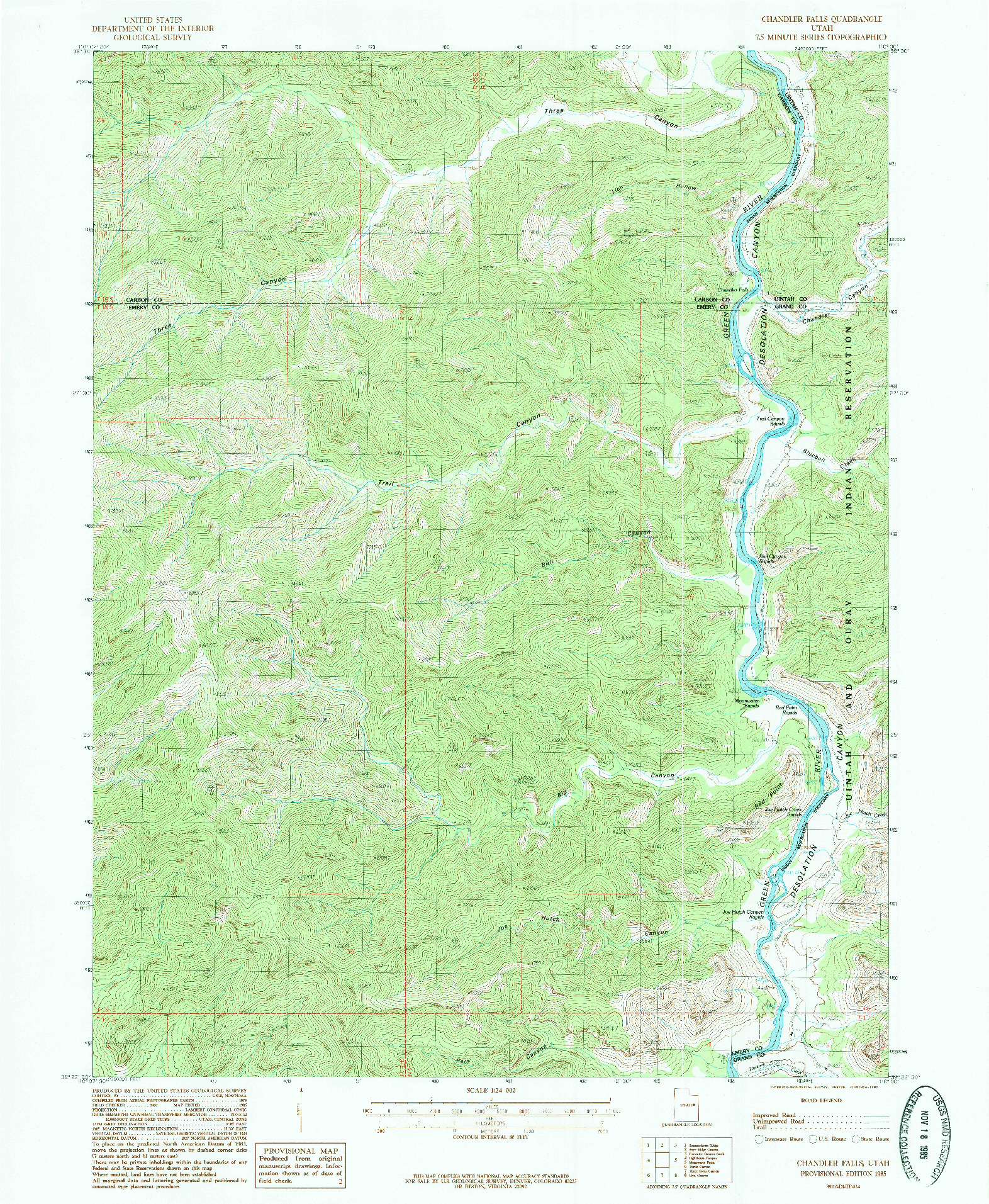 USGS 1:24000-SCALE QUADRANGLE FOR CHANDLER FALLS, UT 1985