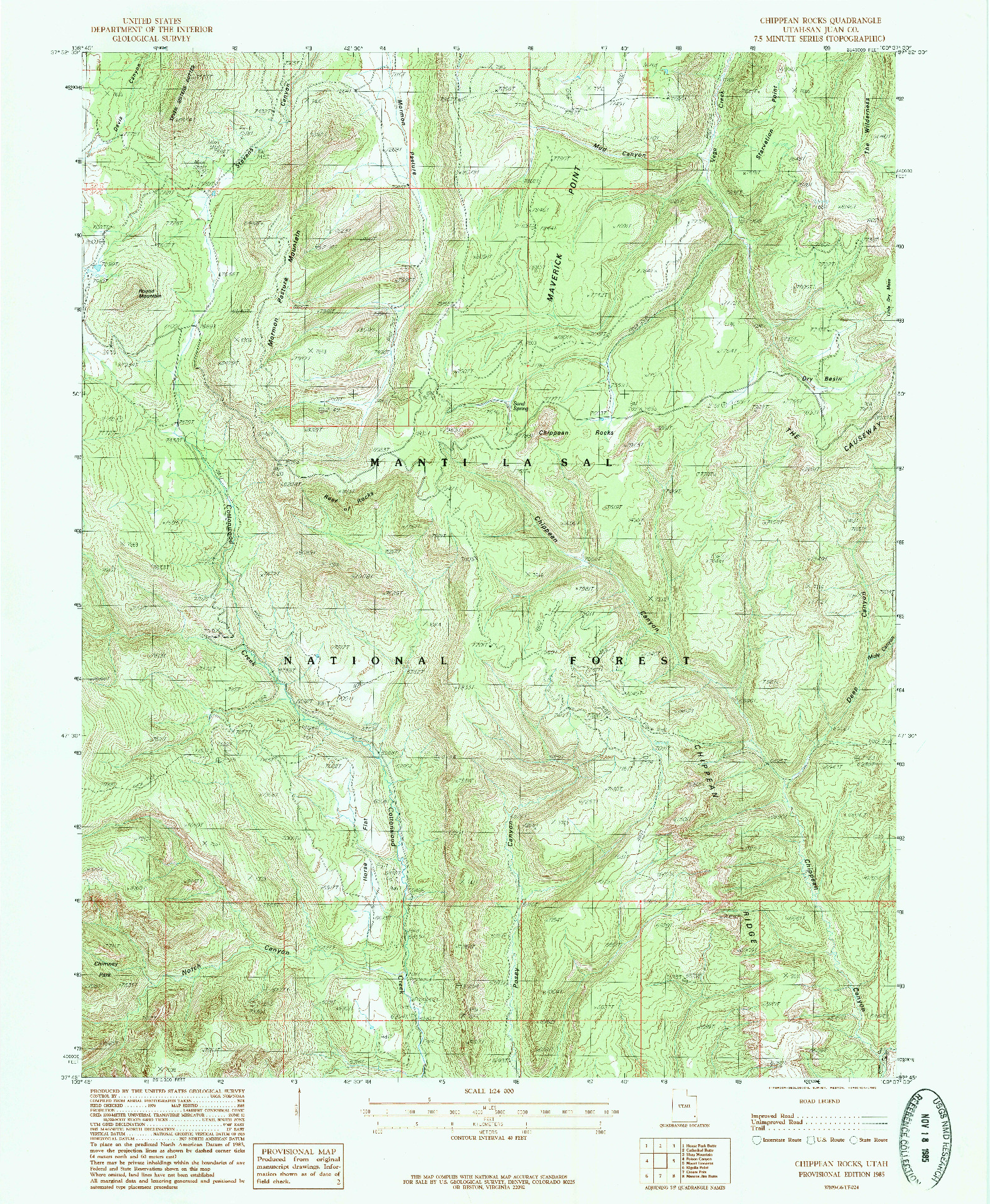 USGS 1:24000-SCALE QUADRANGLE FOR CHIPPEAN ROCKS, UT 1985