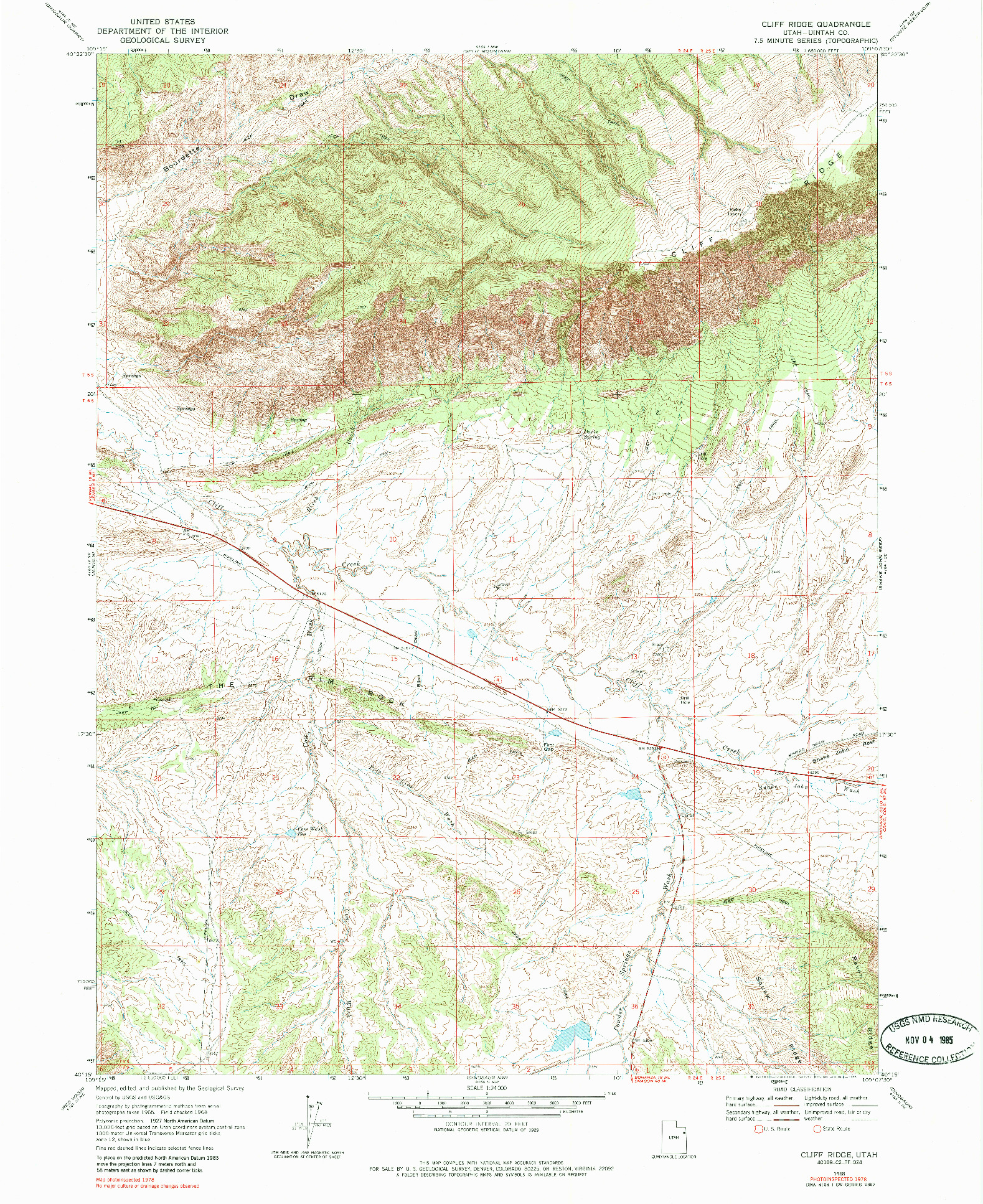 USGS 1:24000-SCALE QUADRANGLE FOR CLIFF RIDGE, UT 1968