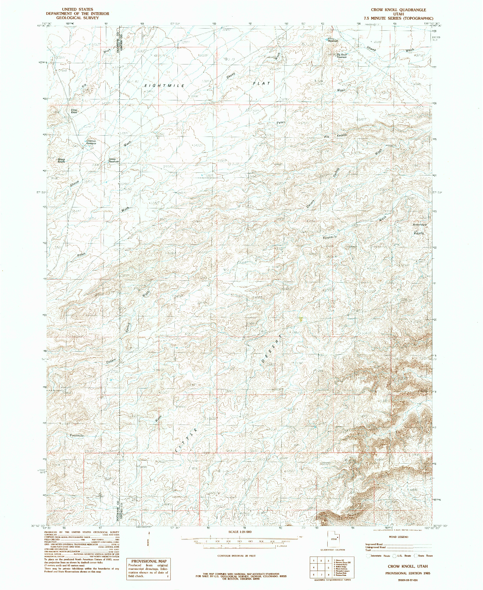 USGS 1:24000-SCALE QUADRANGLE FOR CROW KNOLL, UT 1985