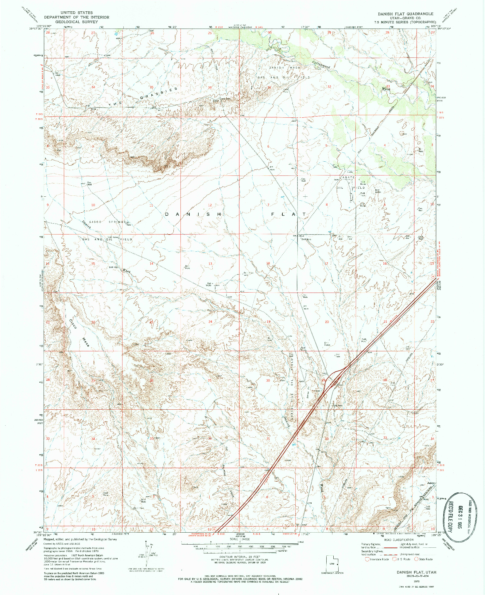 USGS 1:24000-SCALE QUADRANGLE FOR DANISH FLAT, UT 1970